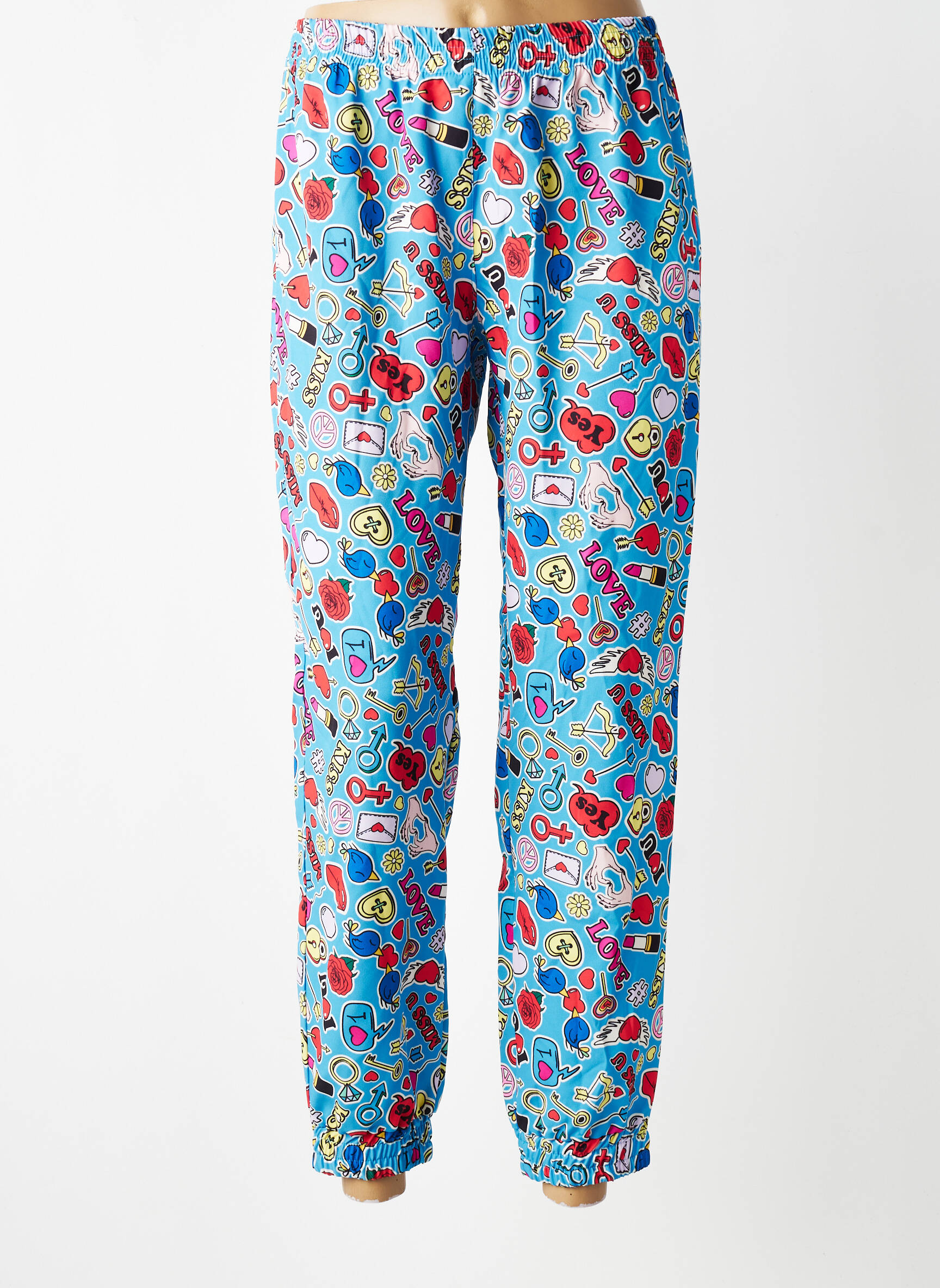 Pantalon droit tissage crêpe taille normale bleu KING KONG femme