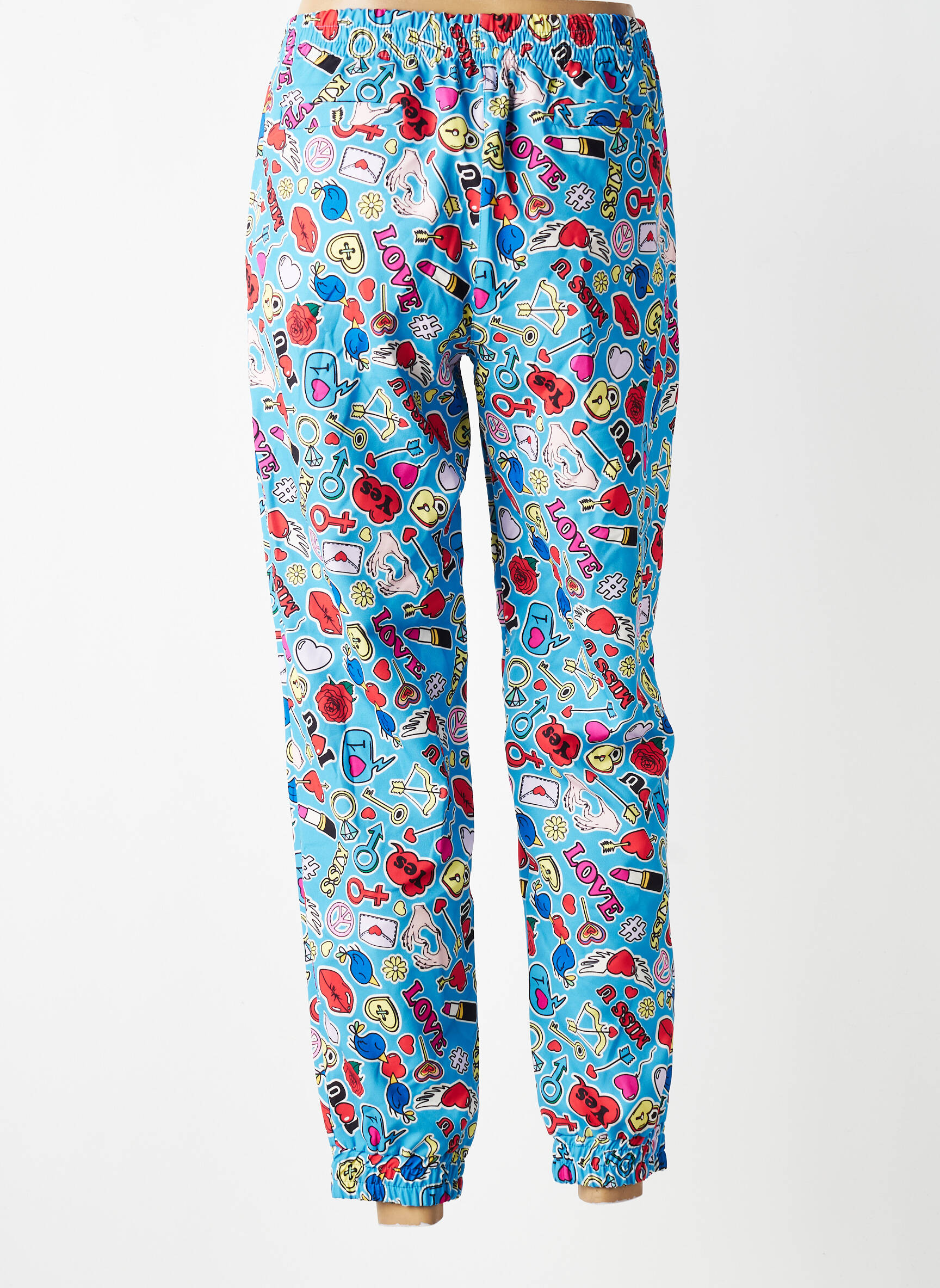 Pantalon droit tissage crêpe taille normale bleu KING KONG femme