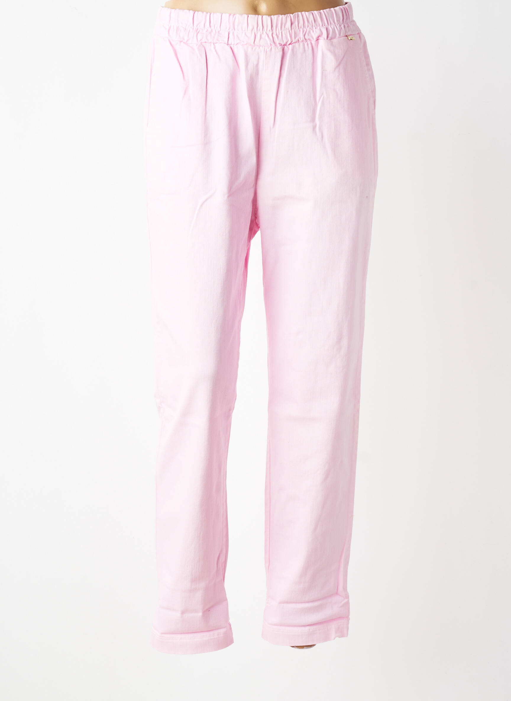 Pantalon droit stretch taille normale rose MARYLEY femme