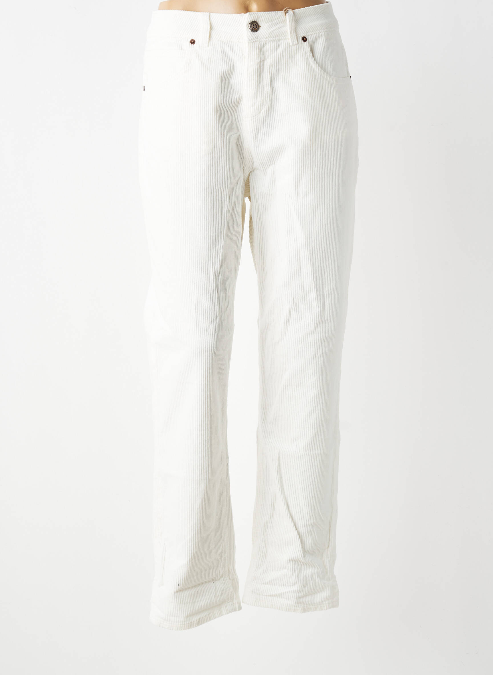 Pantalon droit stretch taille normale beige ALMANEGRA femme