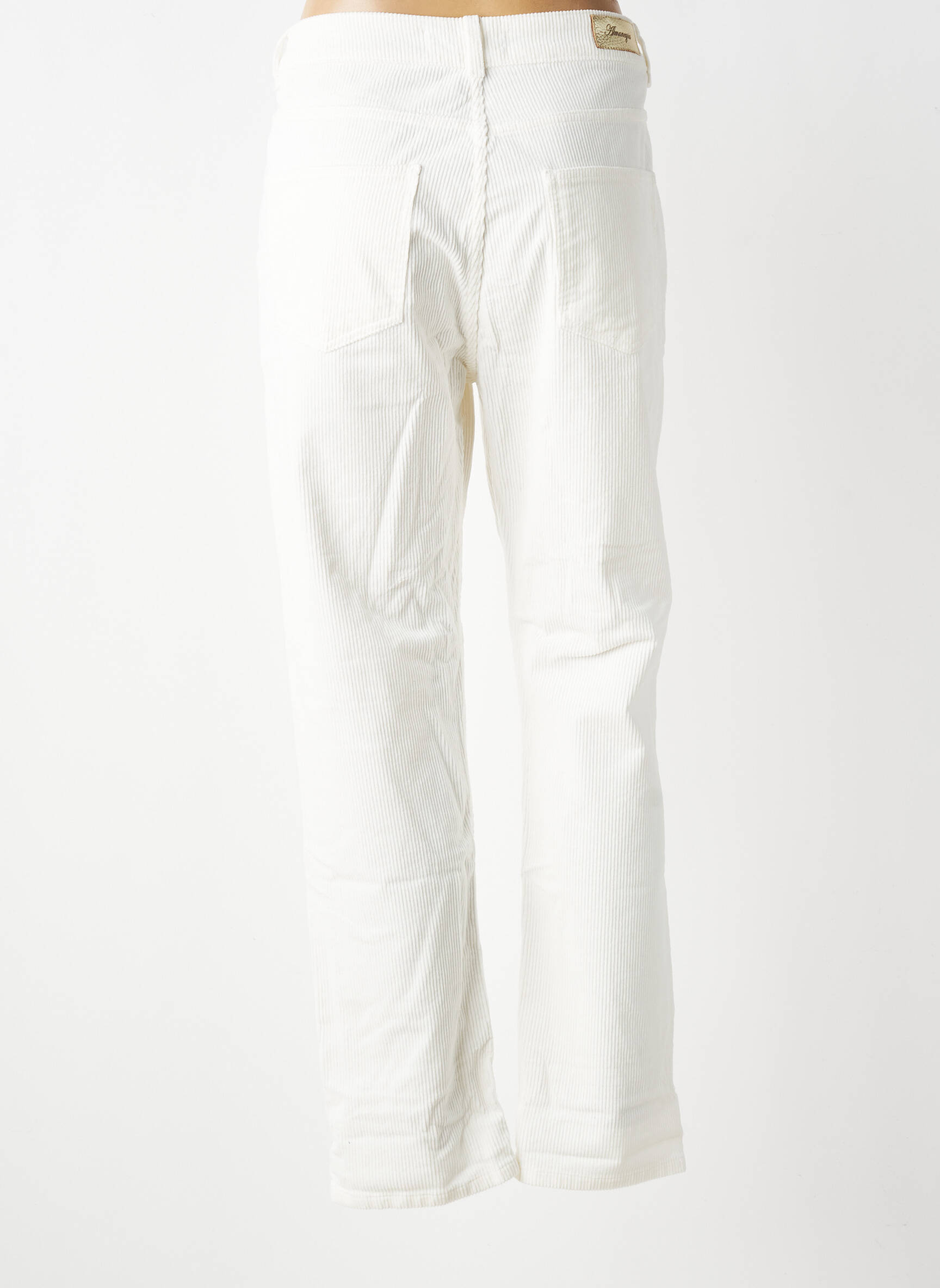 Pantalon droit stretch taille normale beige ALMANEGRA femme