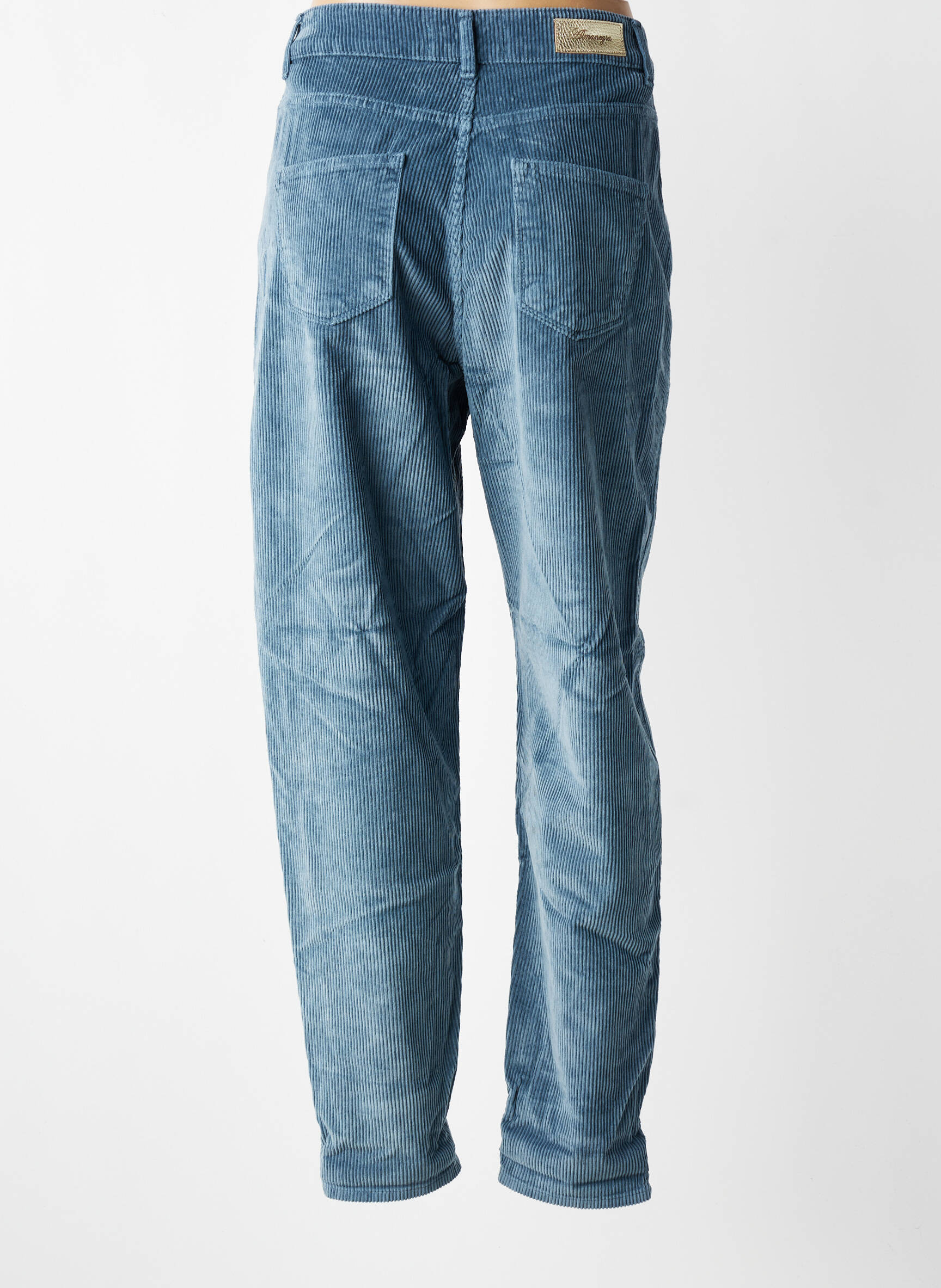 Pantalon slim taille haute taille haute bleu ALMANEGRA femme