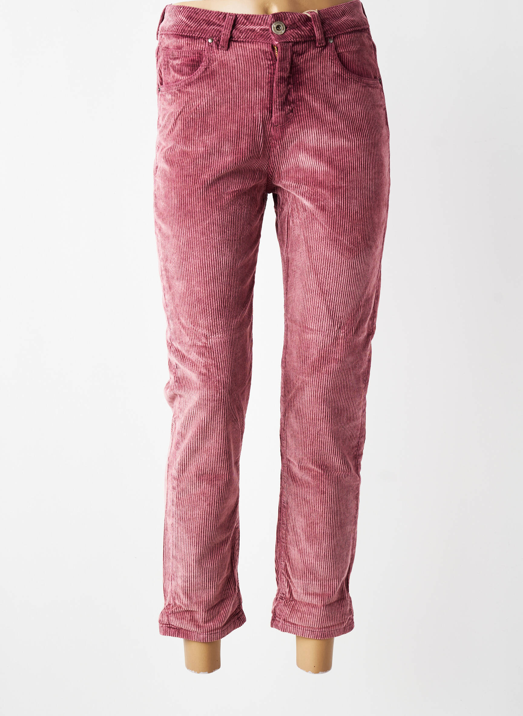 Pantalon slim taille haute taille haute rose ALMANEGRA femme