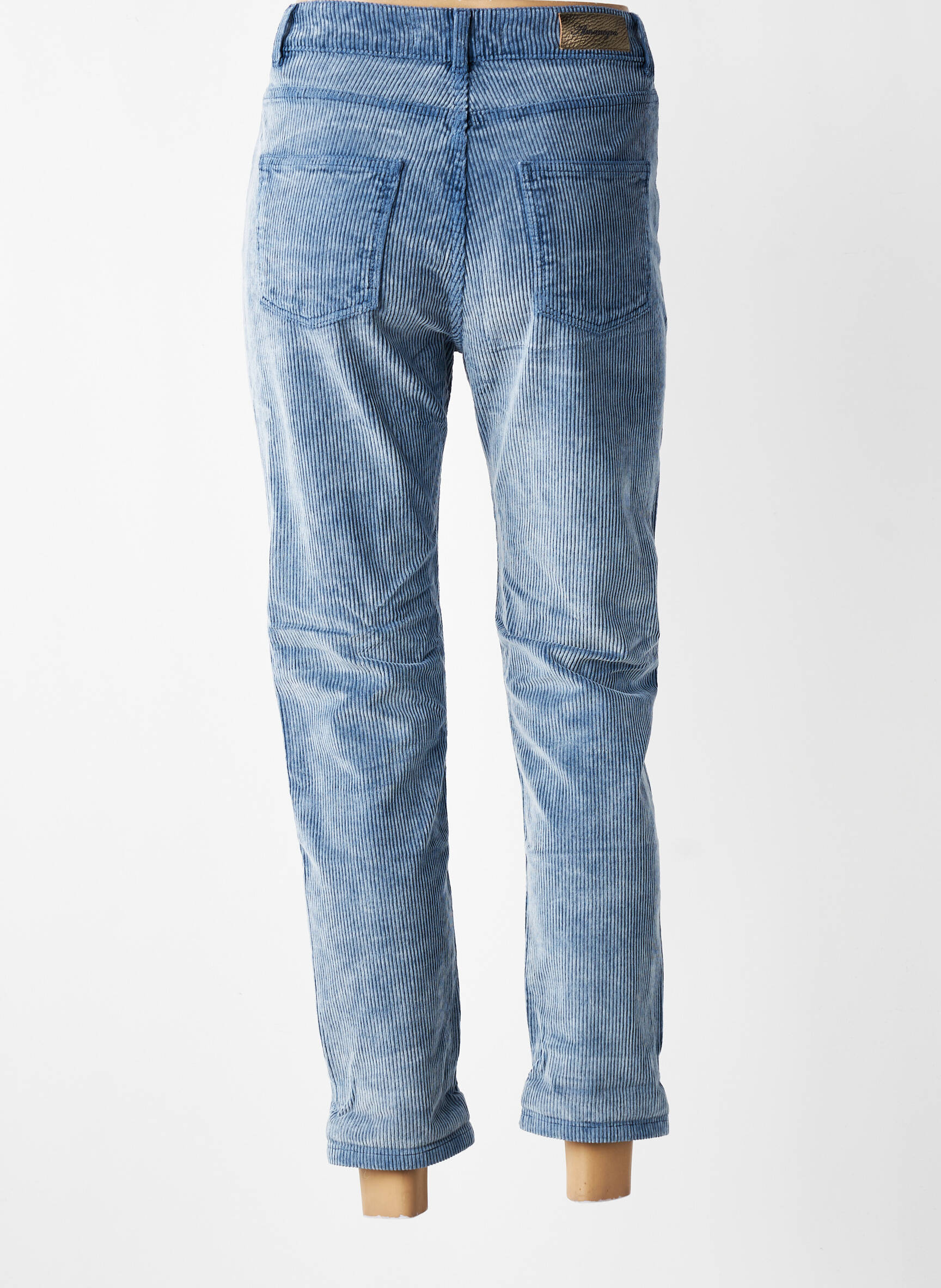 Pantalon slim taille haute taille haute bleu ALMANEGRA femme