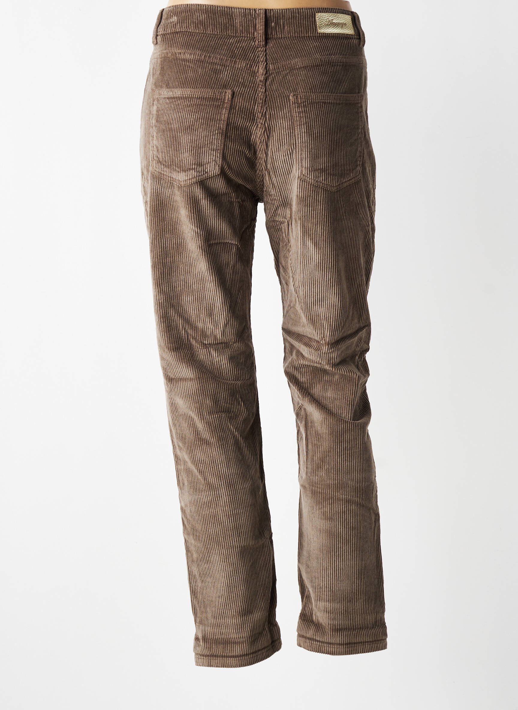 Pantalon slim taille haute taille haute marron ALMANEGRA femme