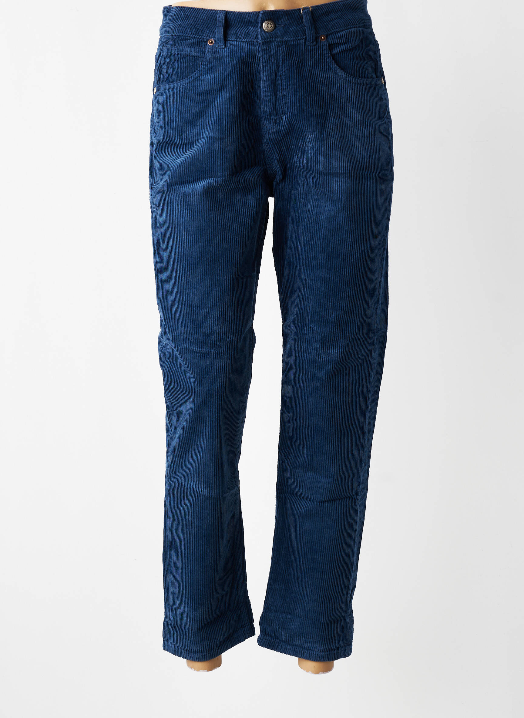 Pantalon slim taille haute taille haute bleu ALMANEGRA femme