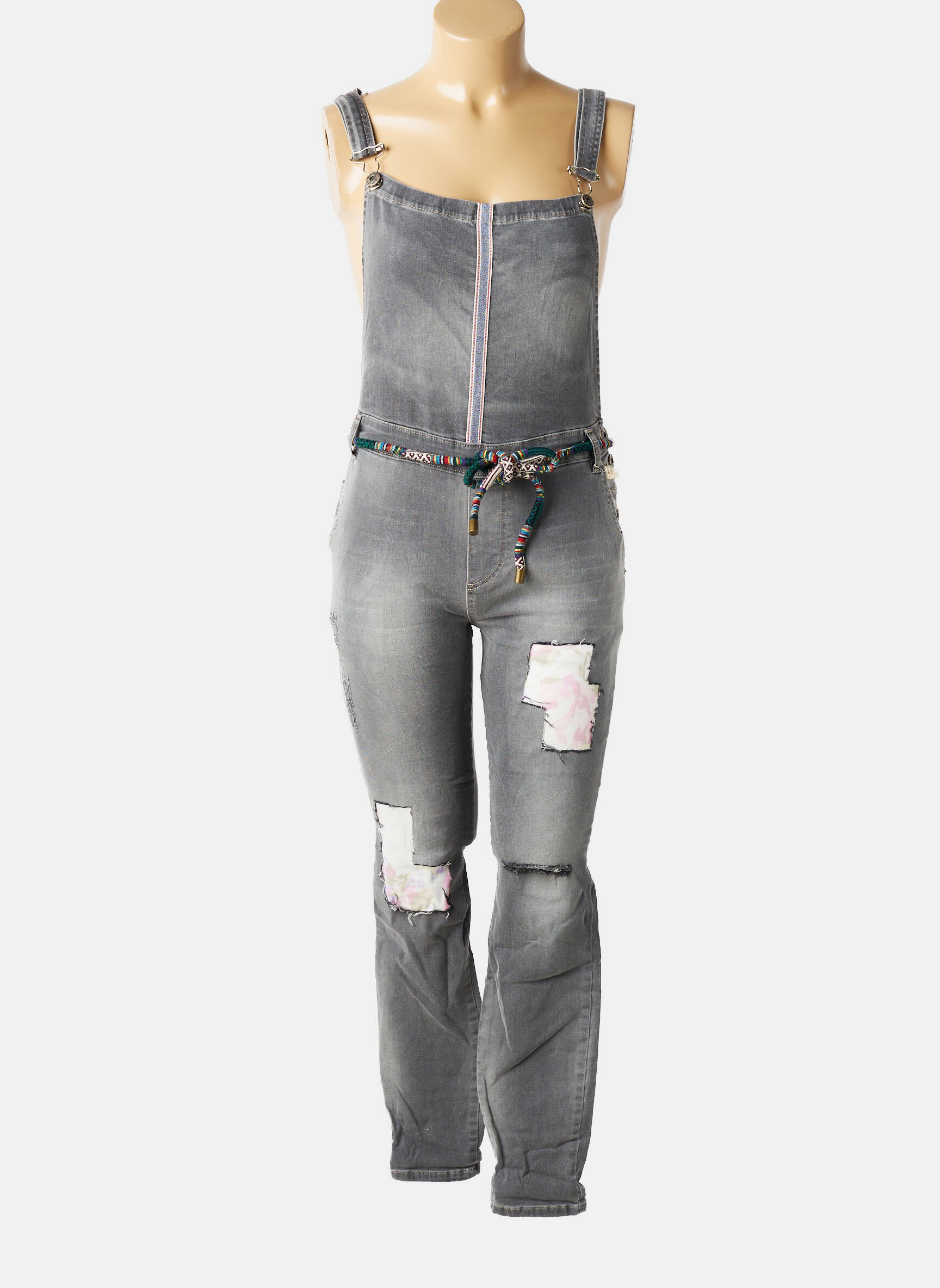 Salopette poches manches 3/4 gris MARYLEY femme