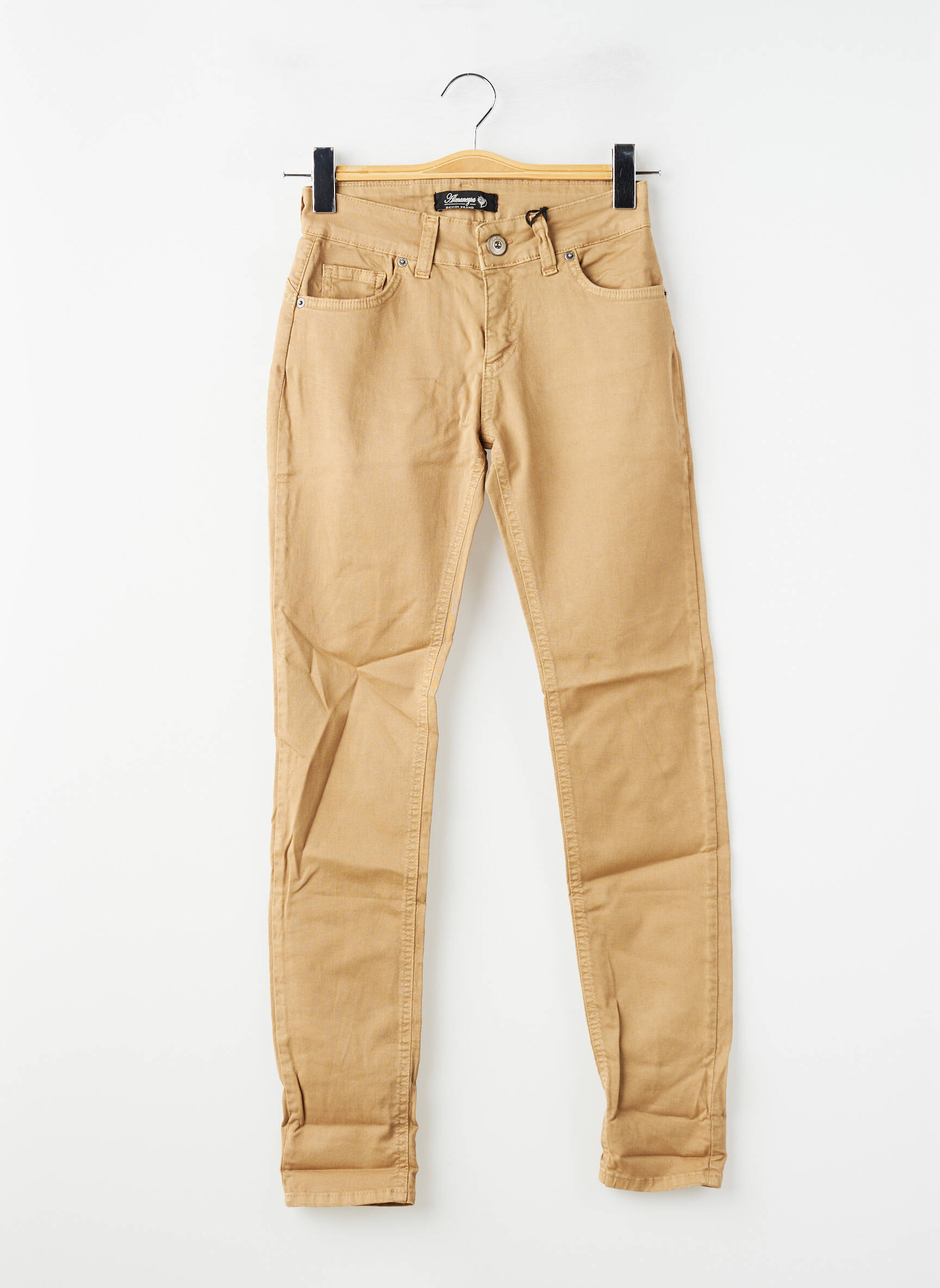 Jeans coupe slim taille normale taille normale beige ALMANEGRA femme
