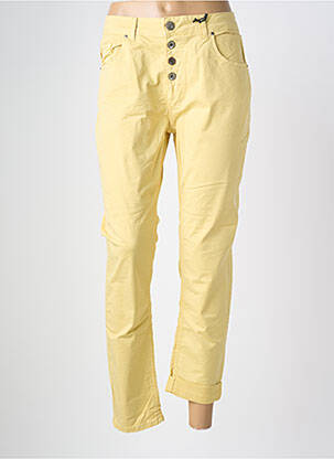 Pantalon droit taille élastique taille normale jaune ALMANEGRA femme