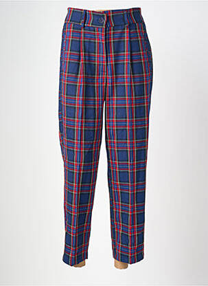 Pantalon droit fermeture zippée sous rabat boutonné taille normale bleu ANGELA DAVIS femme