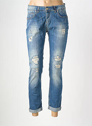 Jeans coupe slim effet usé délavé taille normale bleu ALMANEGRA femme