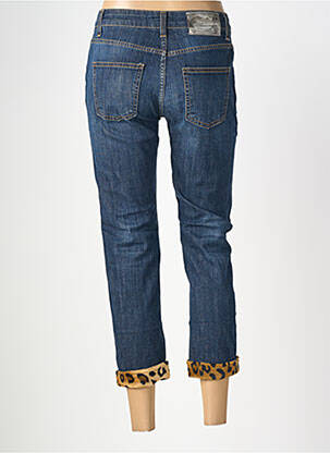 Pantalon 7/8 fermeture zippée sous rabat boutonné taille normale bleu ALMANEGRA femme