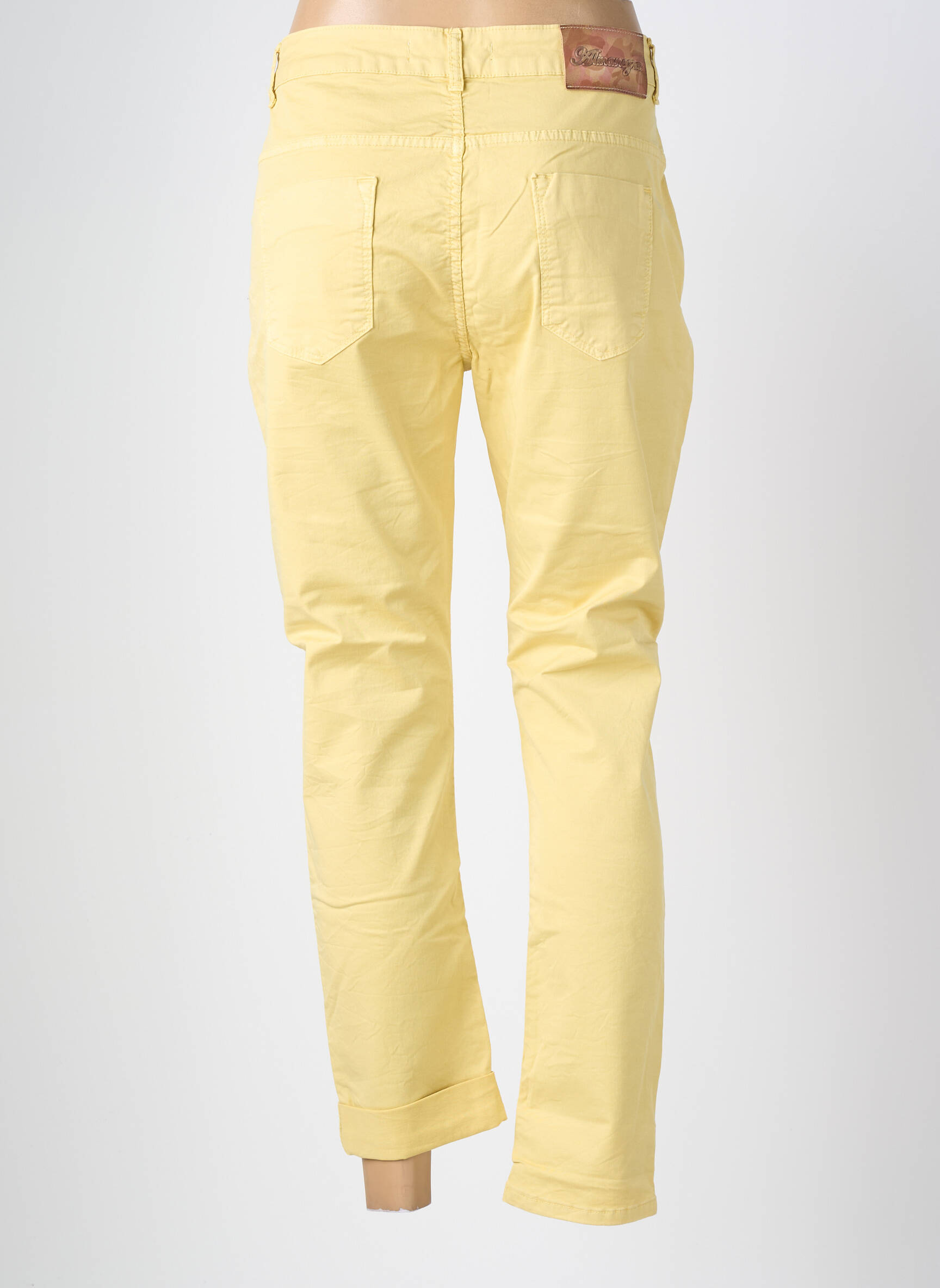 Pantalon droit taille élastique taille normale jaune ALMANEGRA femme