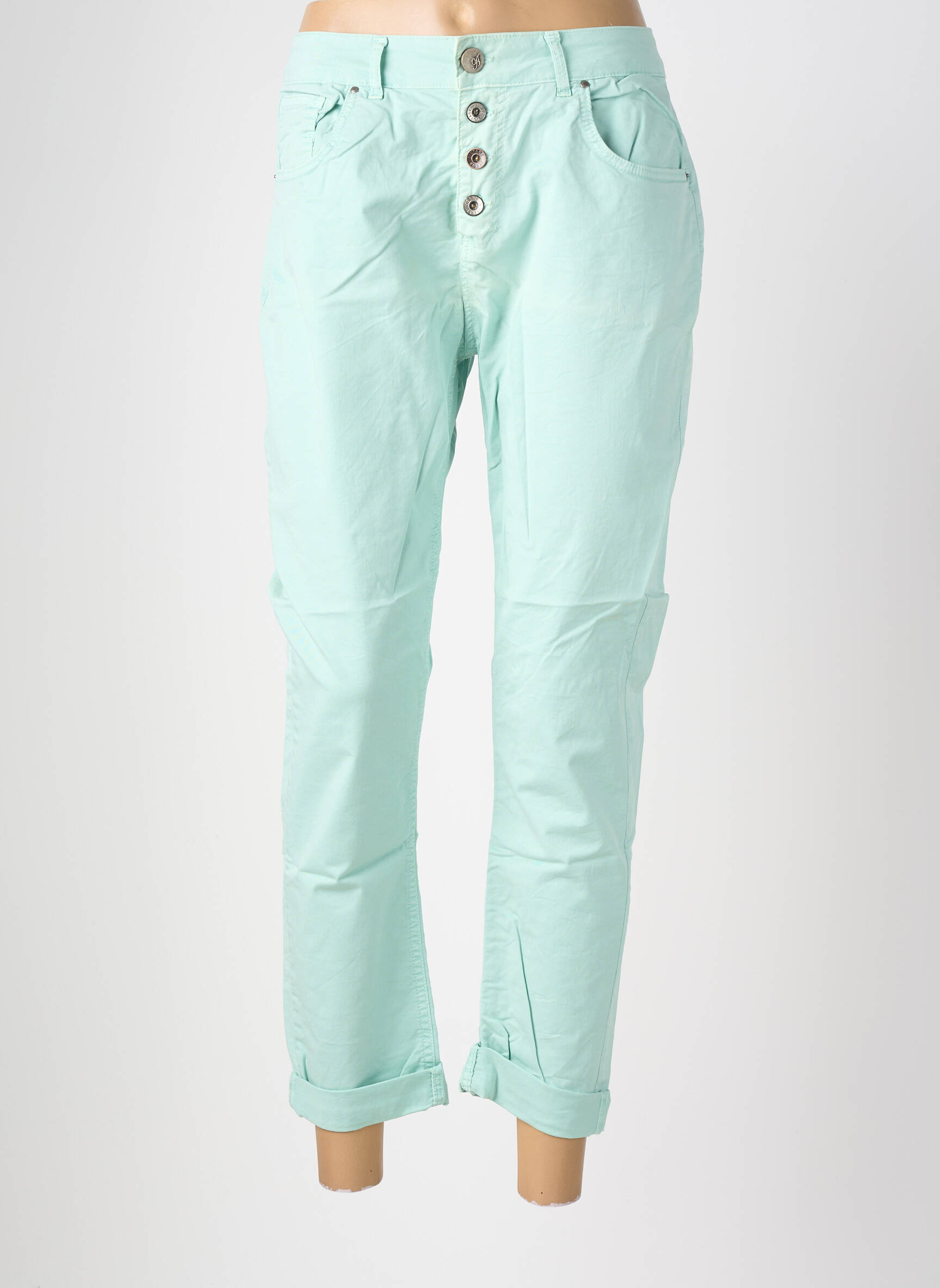 Pantalon droit taille élastique taille normale bleu ALMANEGRA femme