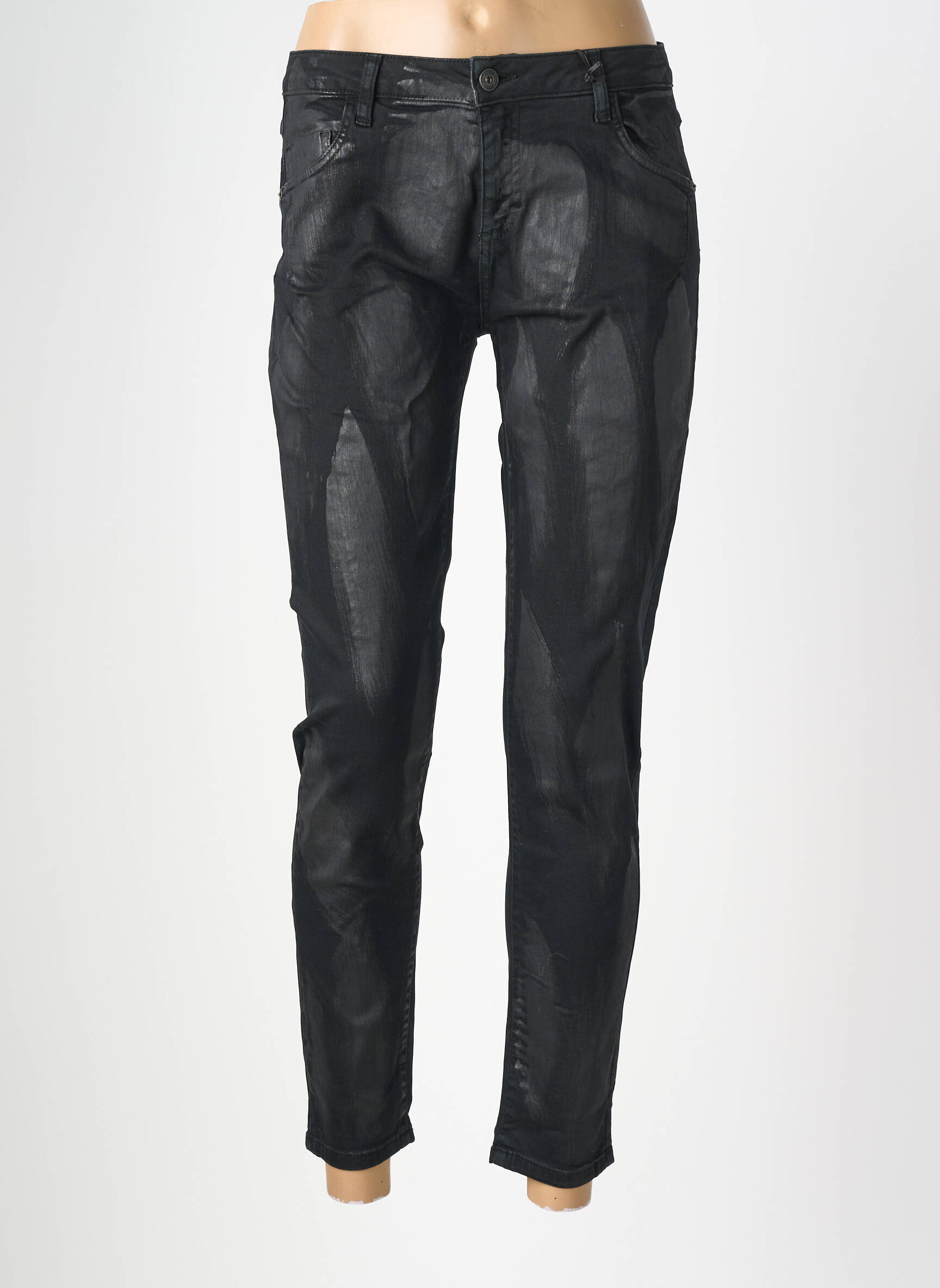 Pantalon slim taille normale taille normale noir MARYLEY femme
