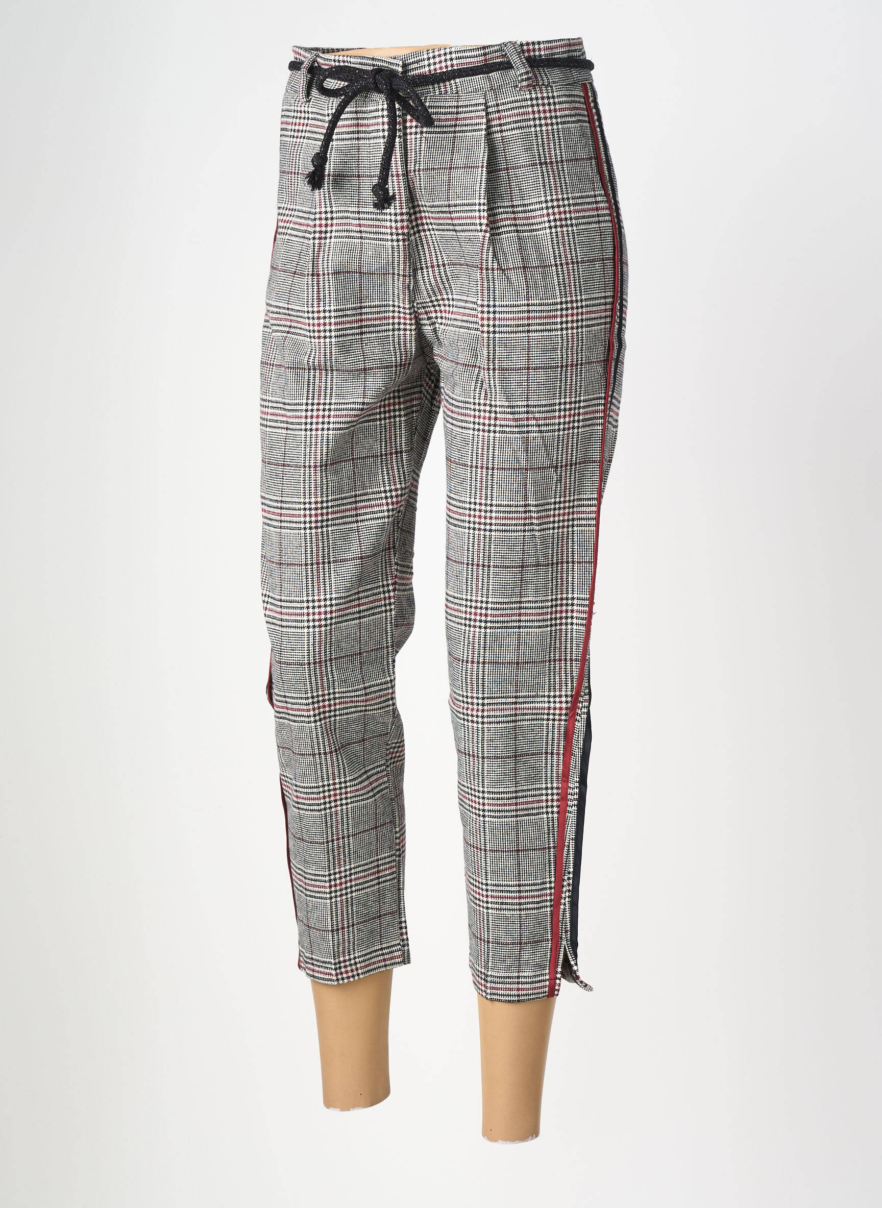 Pantalon 7/8 fermeture zippée sous rabat boutonné taille normale gris MARYLEY femme