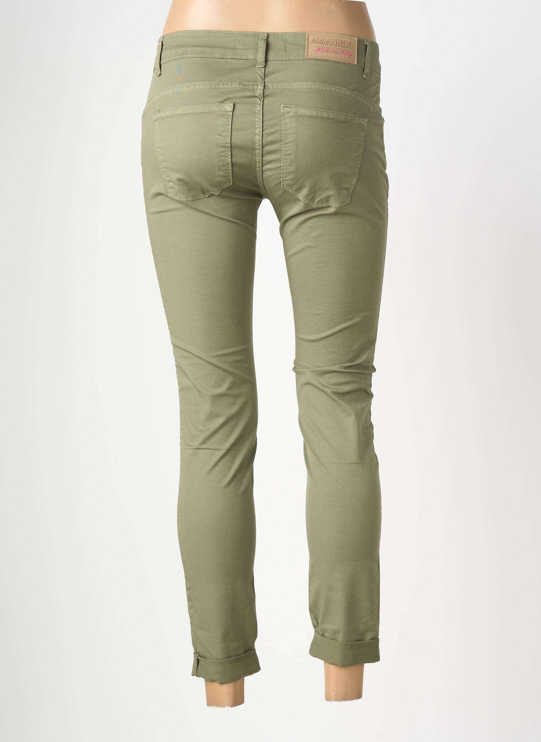 Pantalon slim stretch taille normale vert ALMANEGRA femme