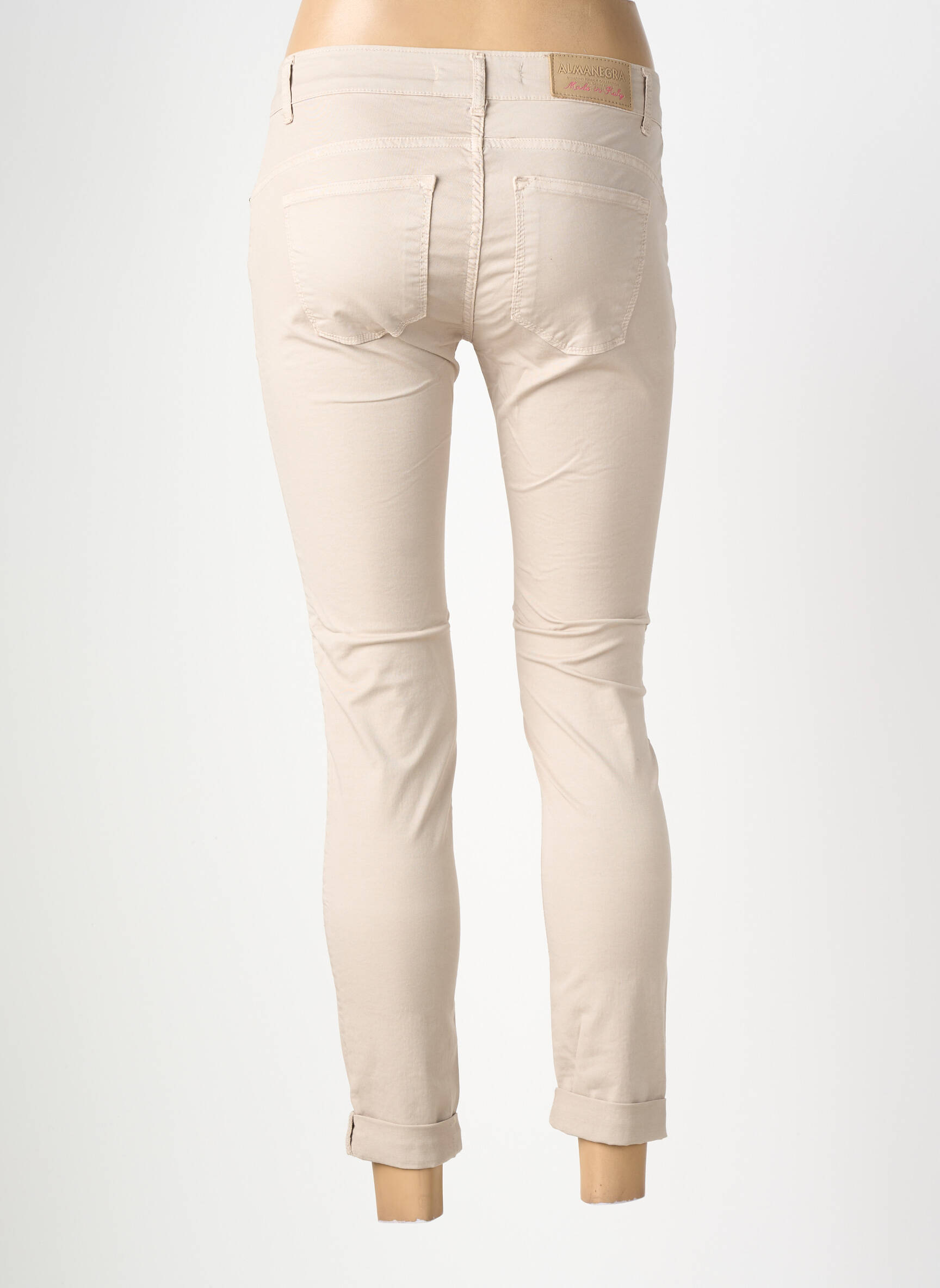 Pantalon slim stretch taille normale beige ALMANEGRA femme