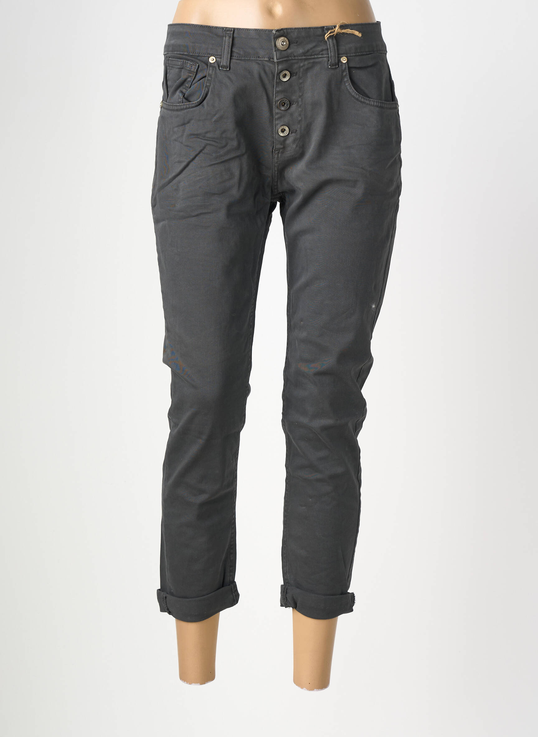 Pantalon 7/8 stretch taille normale noir ALMANEGRA femme