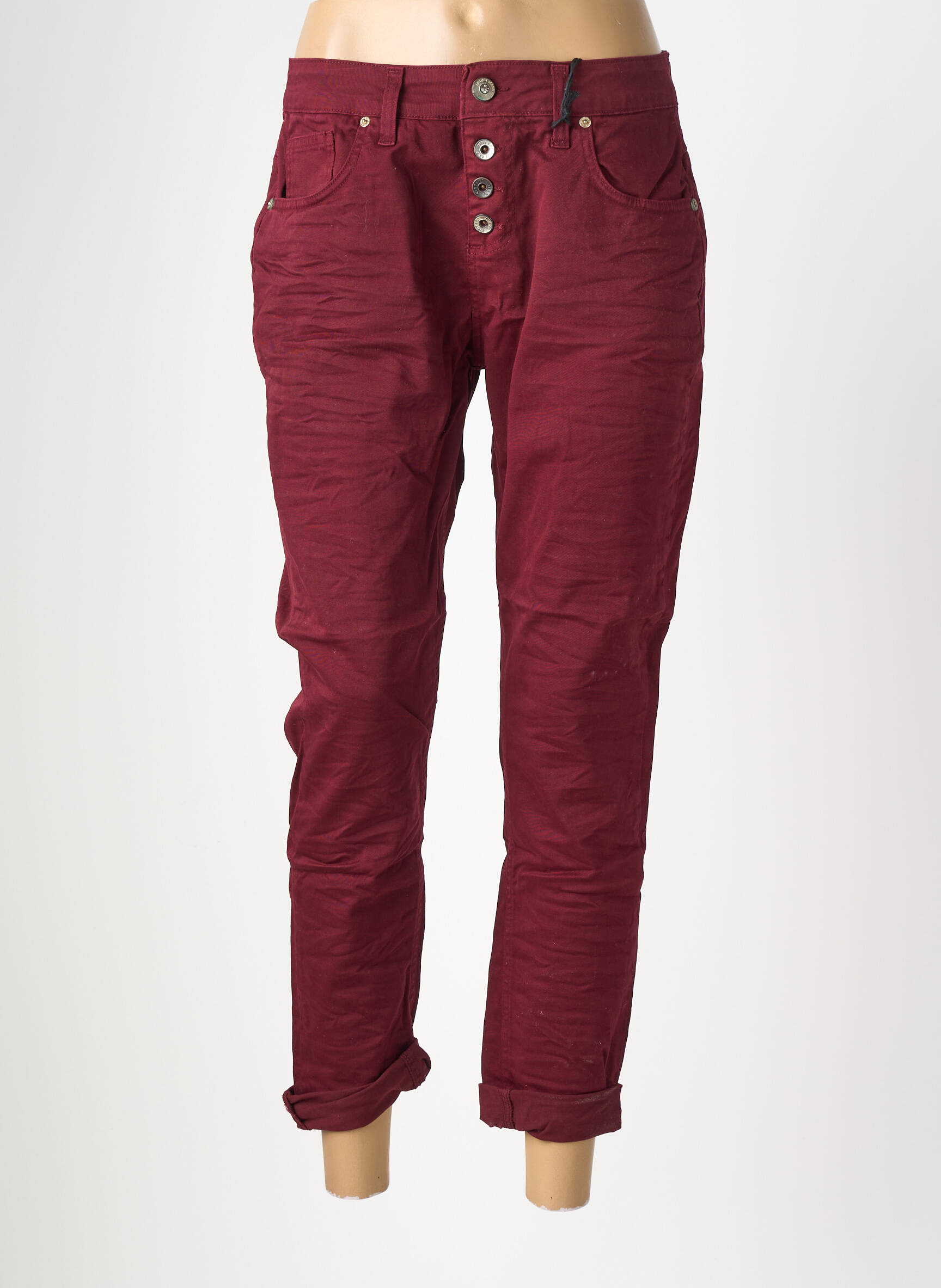 Pantalon 7/8 stretch taille normale rouge ALMANEGRA femme