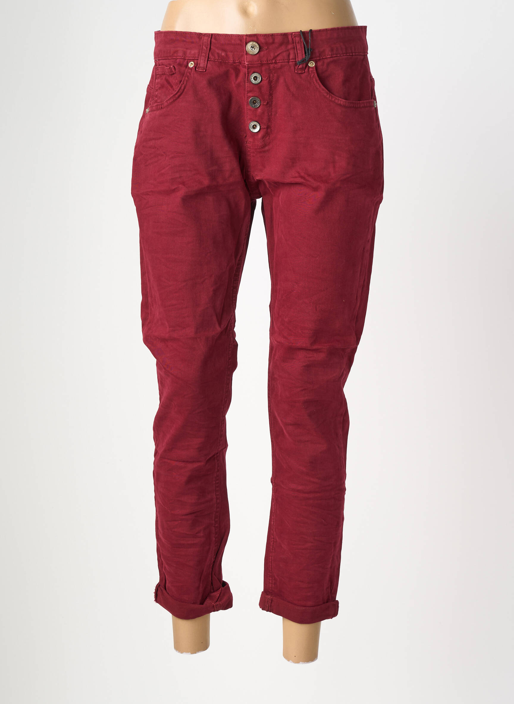 Pantalon 7/8 stretch taille normale rouge ALMANEGRA femme