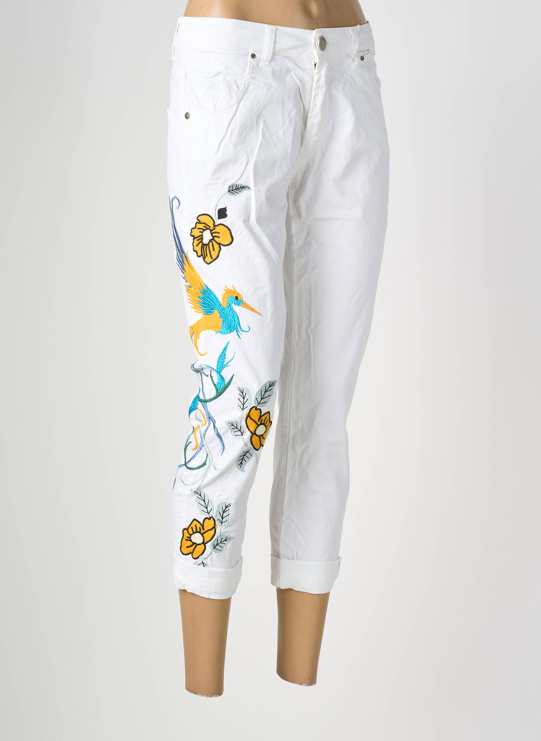 Pantalon 7/8 stretch taille normale blanc BELLAWAY femme