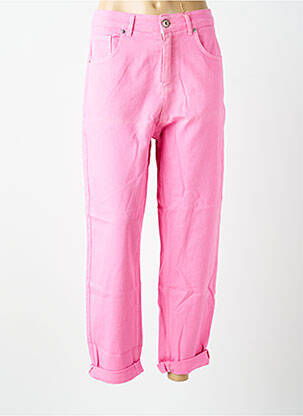 Jeans coupe droite broderie rivets taille normale rose ALMANEGRA femme