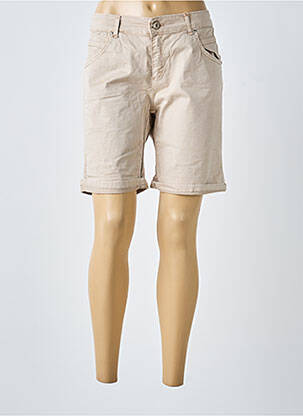 Short tissage denim taille normale beige ALMANEGRA femme