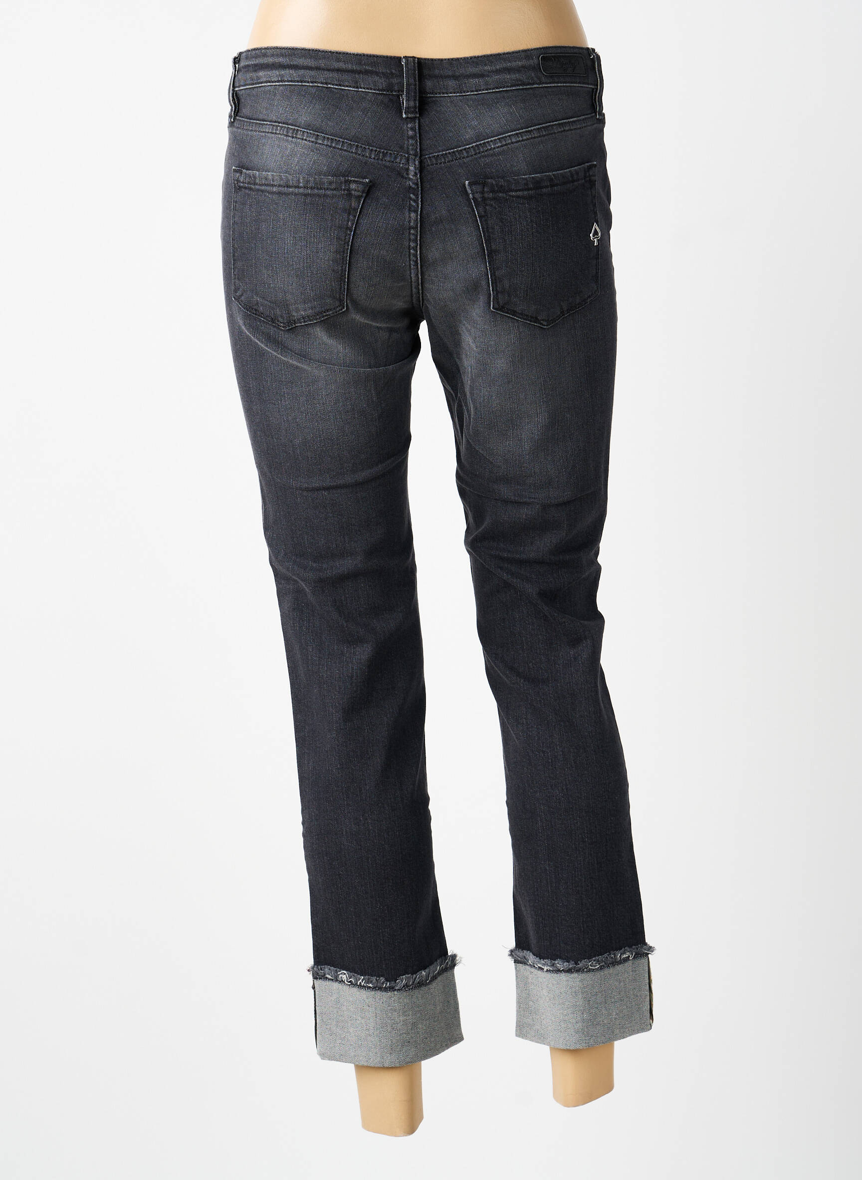 Jeans coupe droite broderie rivets taille normale gris MARYLEY femme