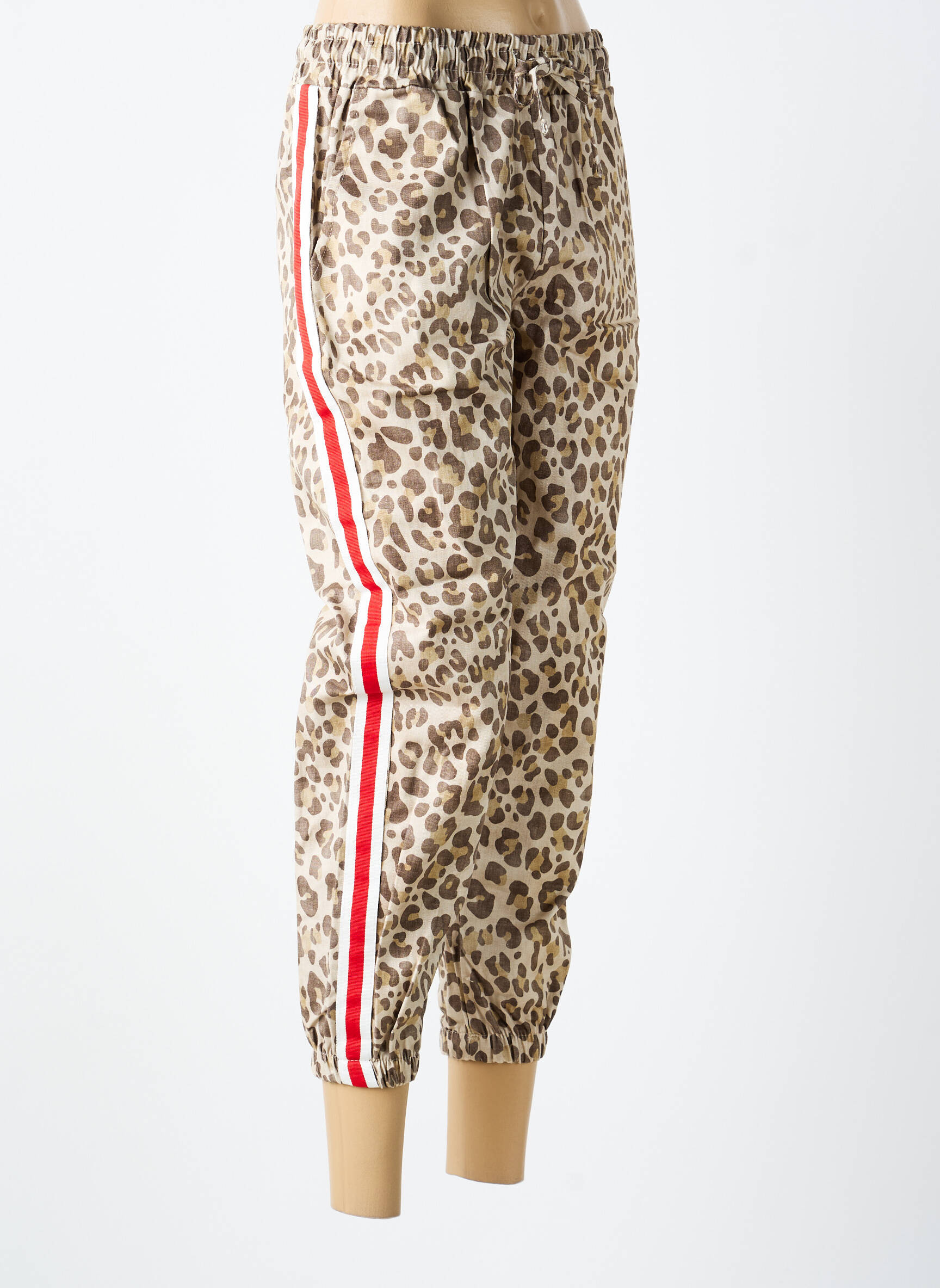 Pantalon 7/8 stretch taille normale marron CECILE WANG femme