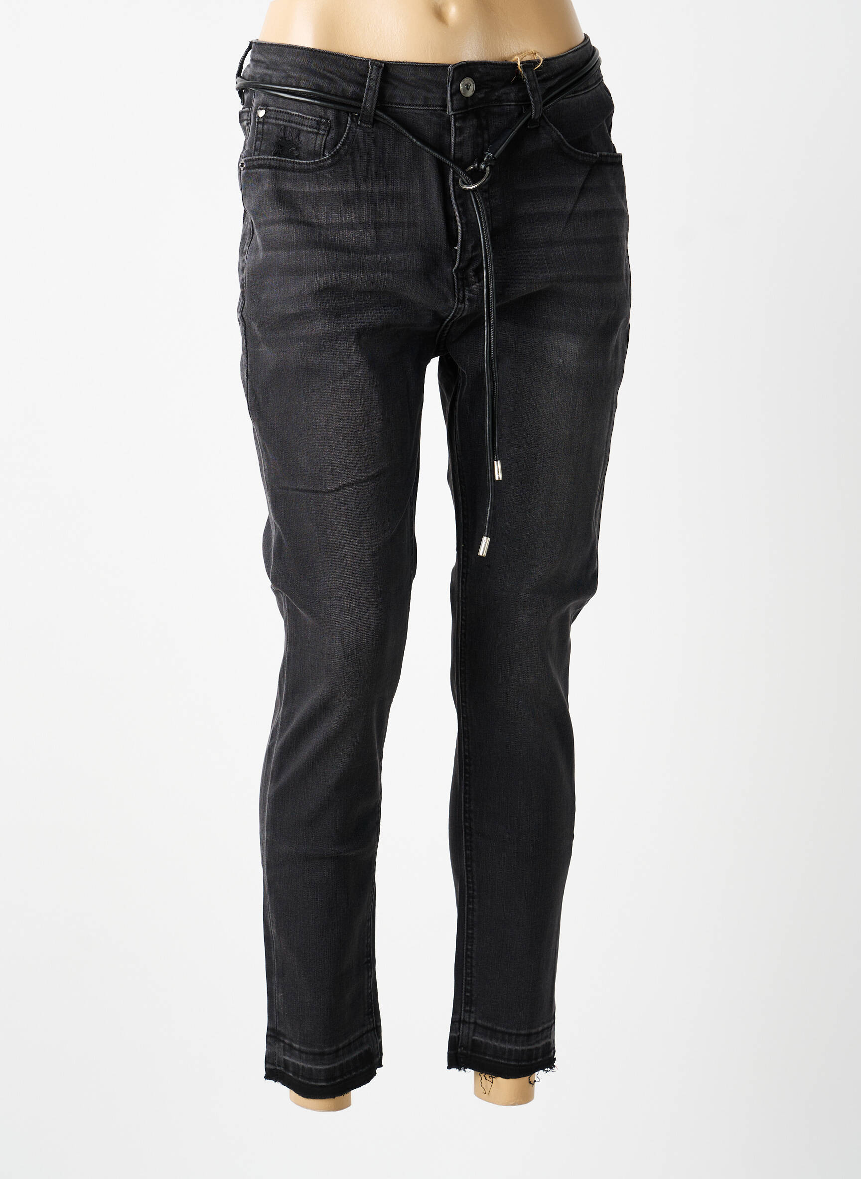 Jeans coupe droite broderie rivets taille normale noir DENIM DAYS femme