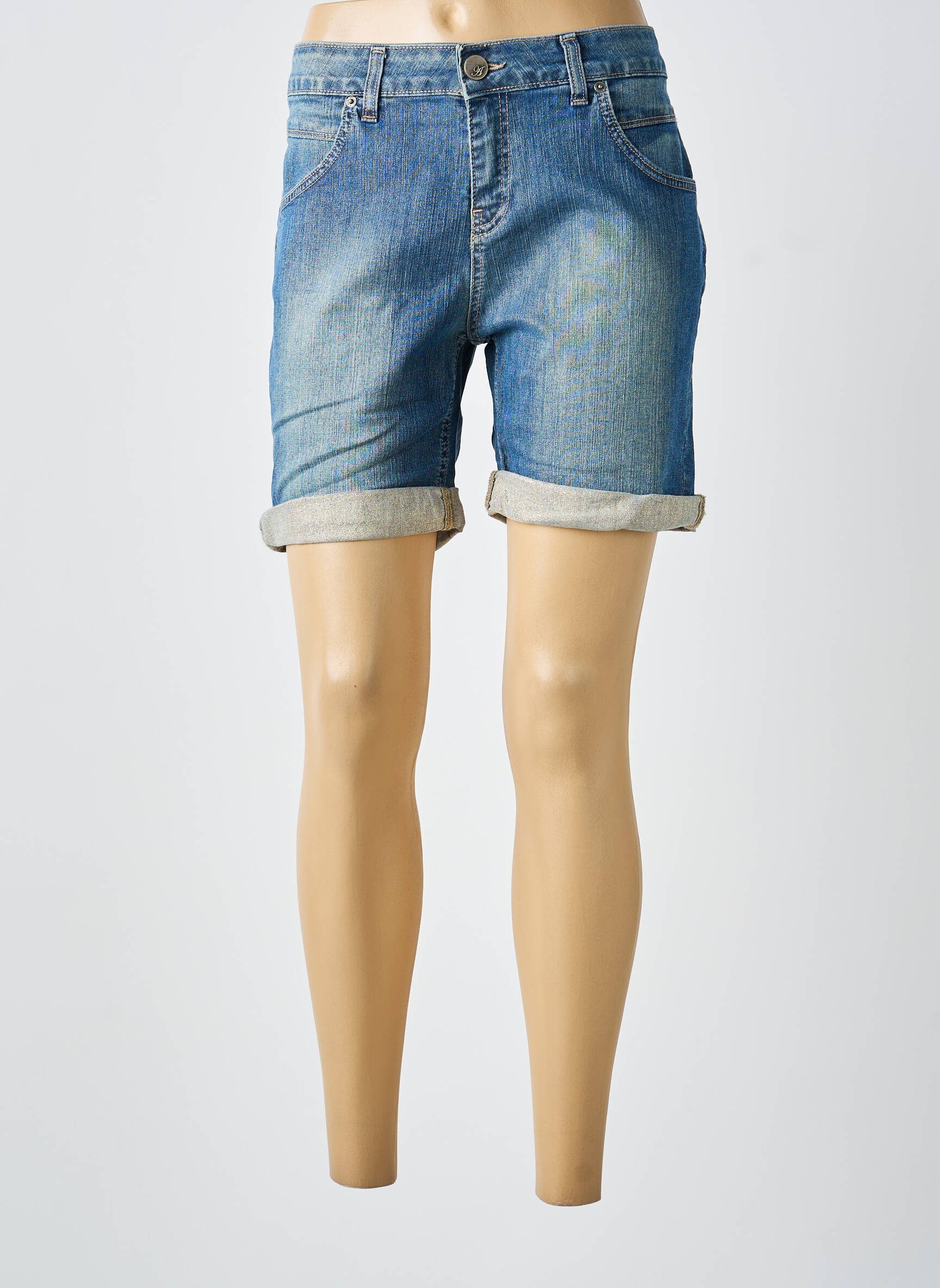 Short tissage denim taille normale bleu ALMANEGRA femme