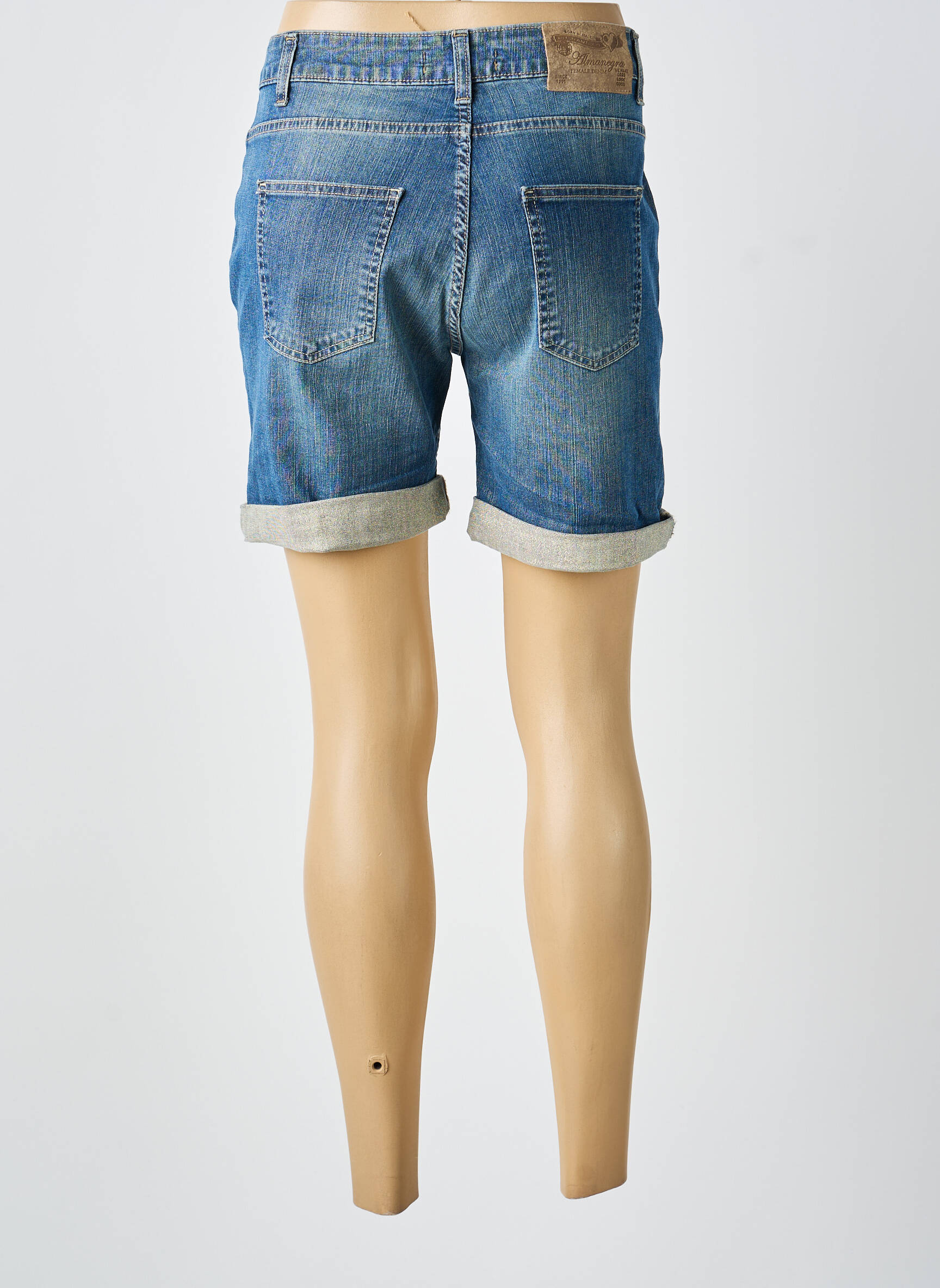 Short tissage denim taille normale bleu ALMANEGRA femme