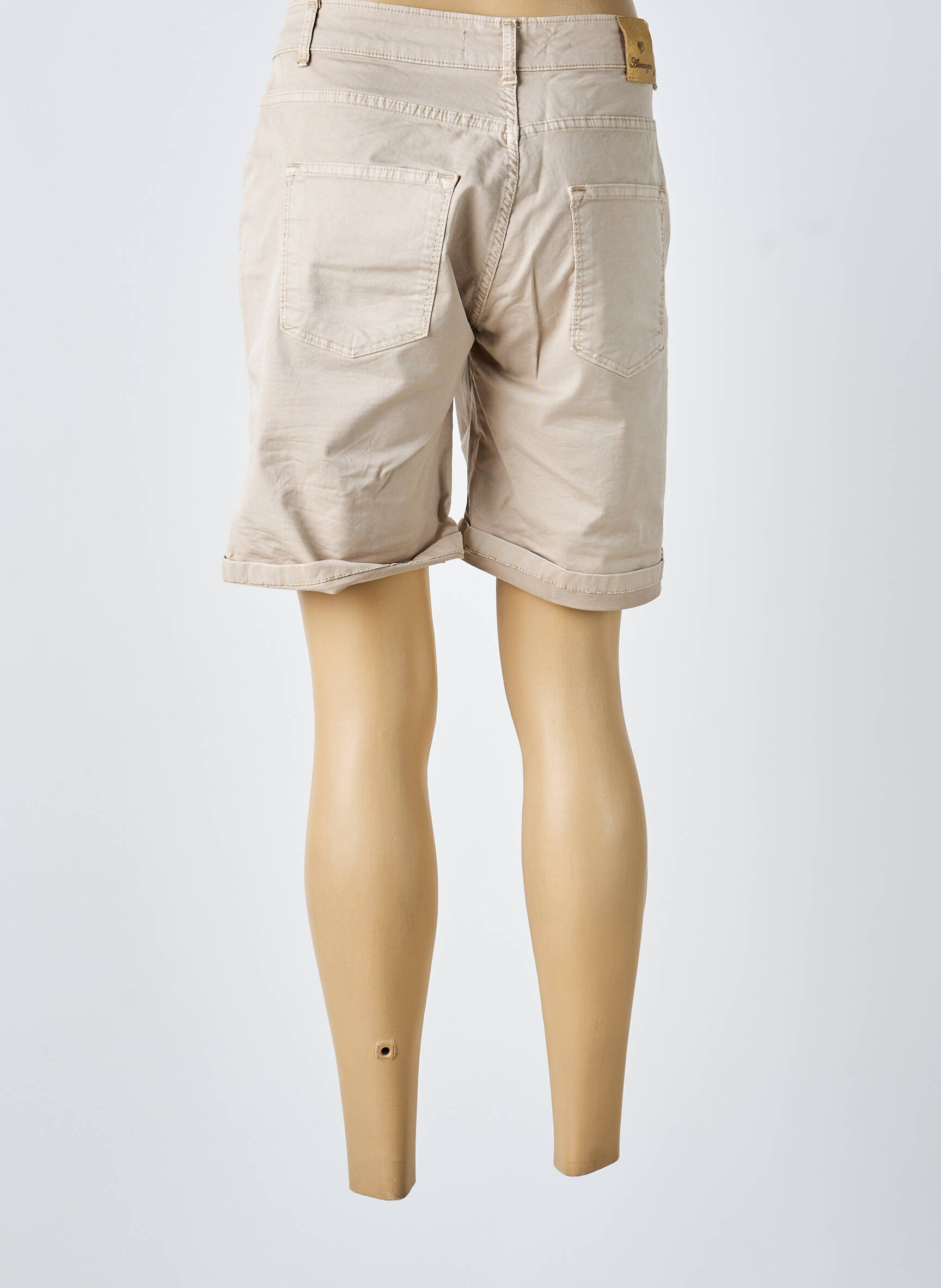 Short tissage denim taille normale beige ALMANEGRA femme