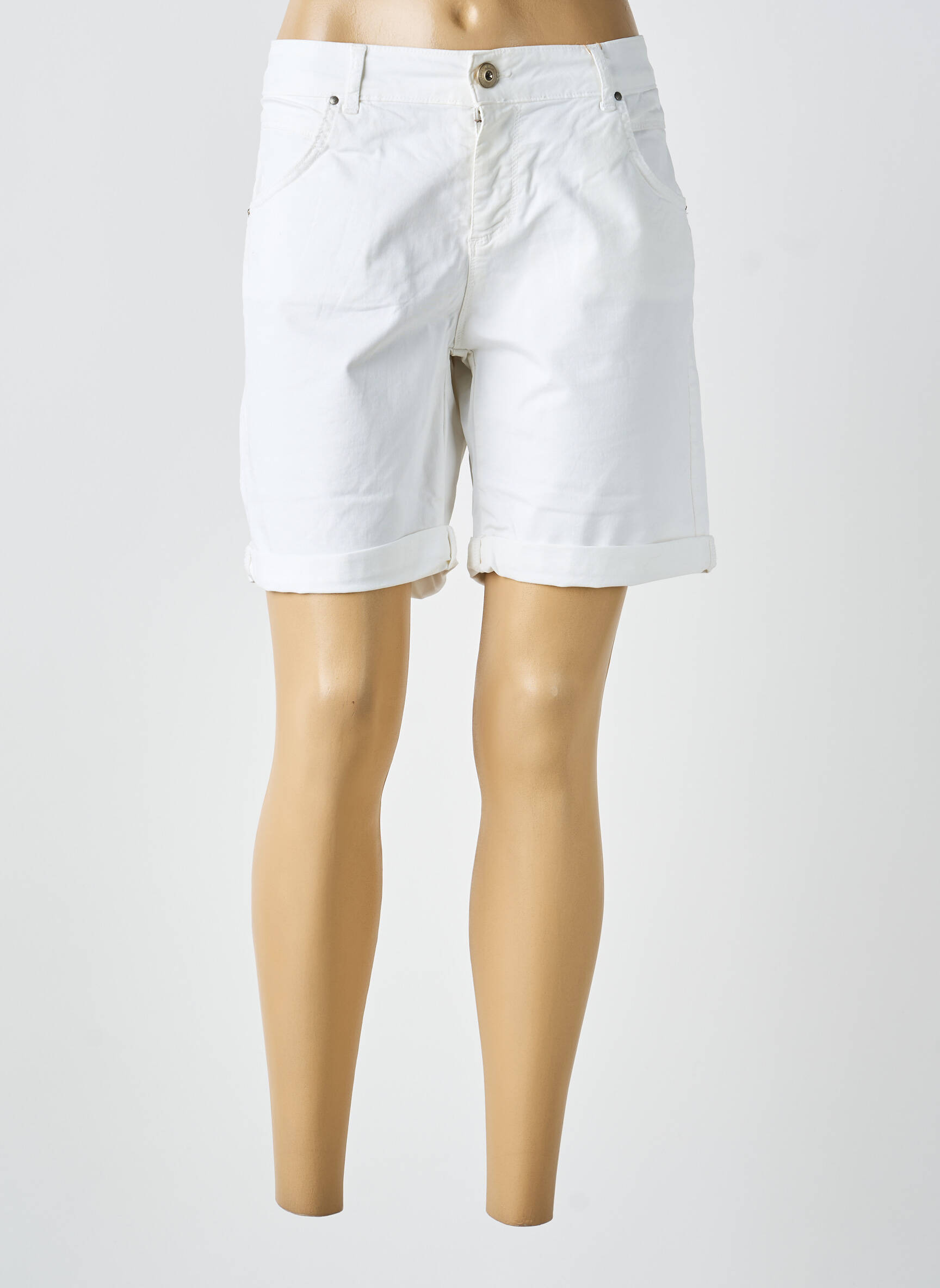 Short tissage denim taille normale blanc ALMANEGRA femme