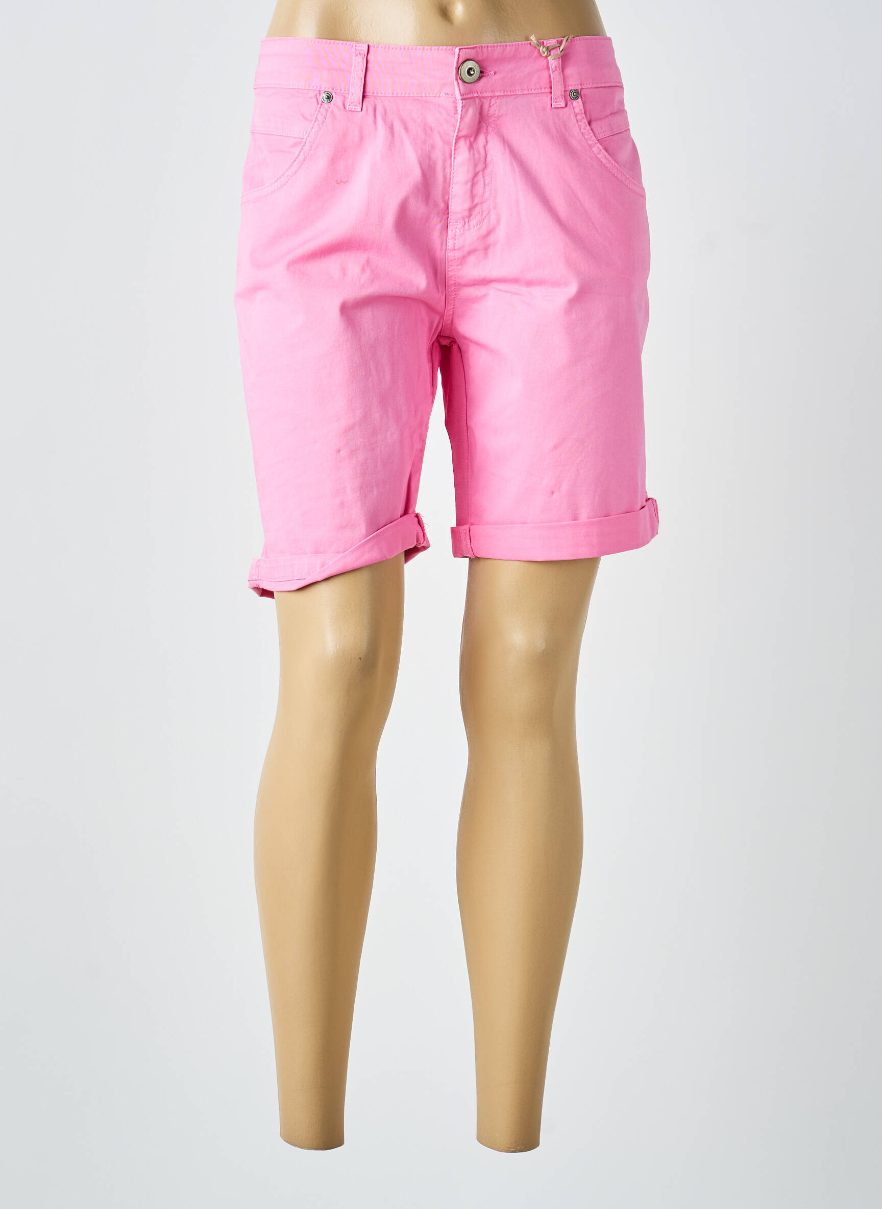 Bermuda coupe droite taille normale rose ALMANEGRA femme