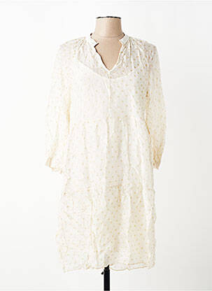 Robe mi-longue coupe fluide manches longues beige ANGELA DAVIS femme