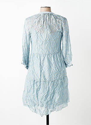 Robe mi-longue coupe fluide manches longues bleu ANGELA DAVIS femme