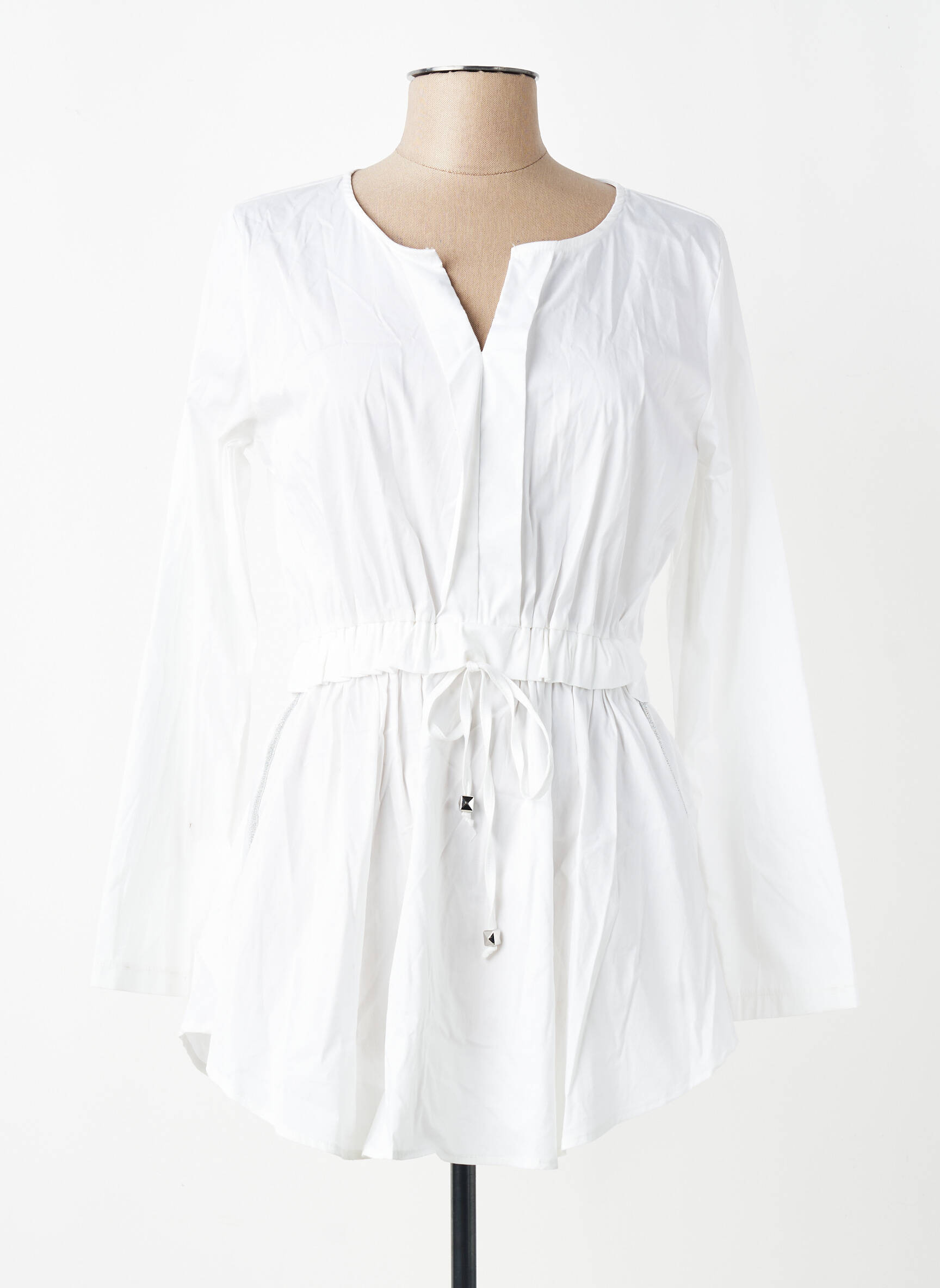 Tunique manches longues légère et transparente blanc MARYLEY femme