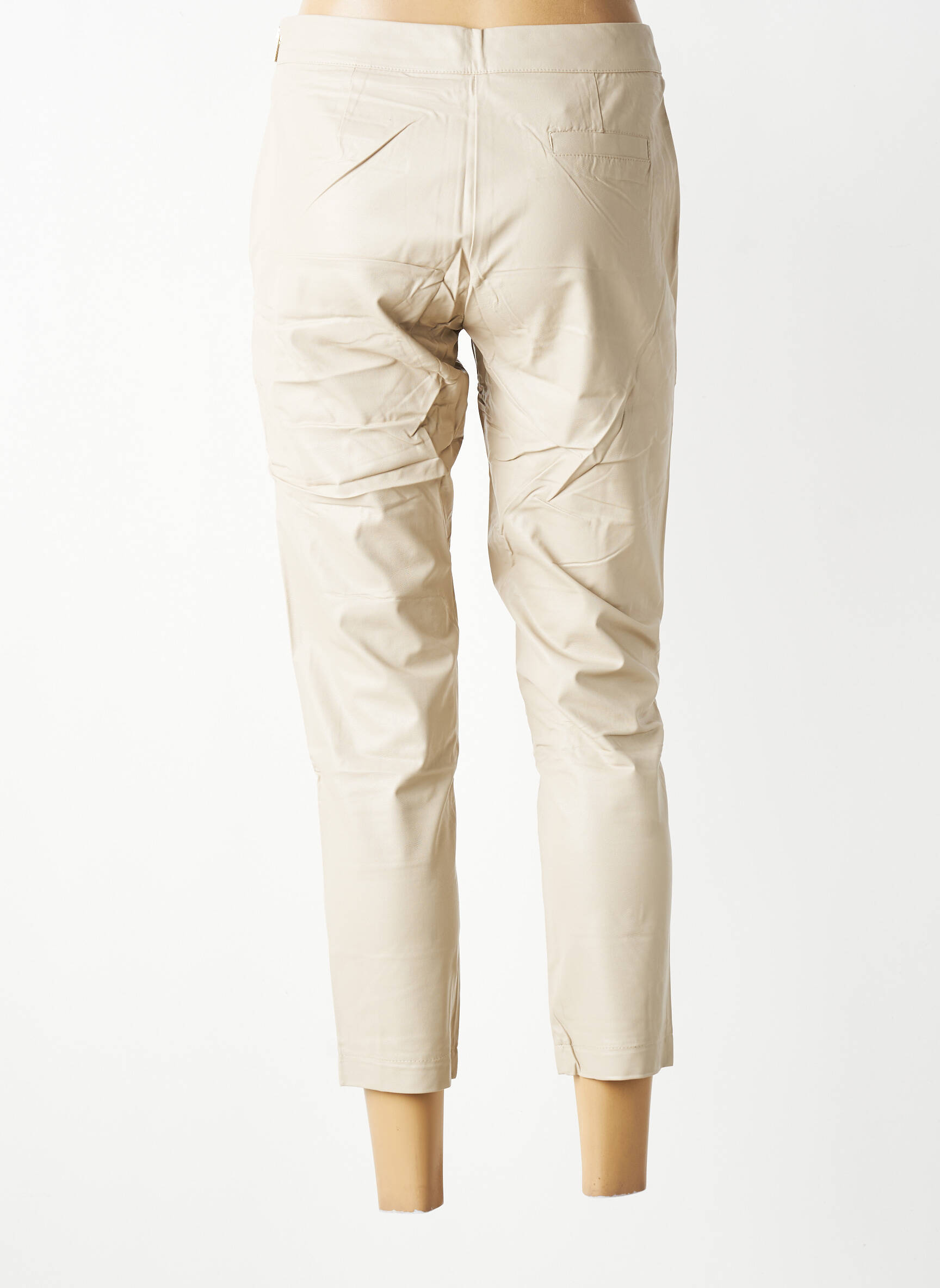 Pantalon 7/8 taille à pinces taille normale beige MARYLEY femme