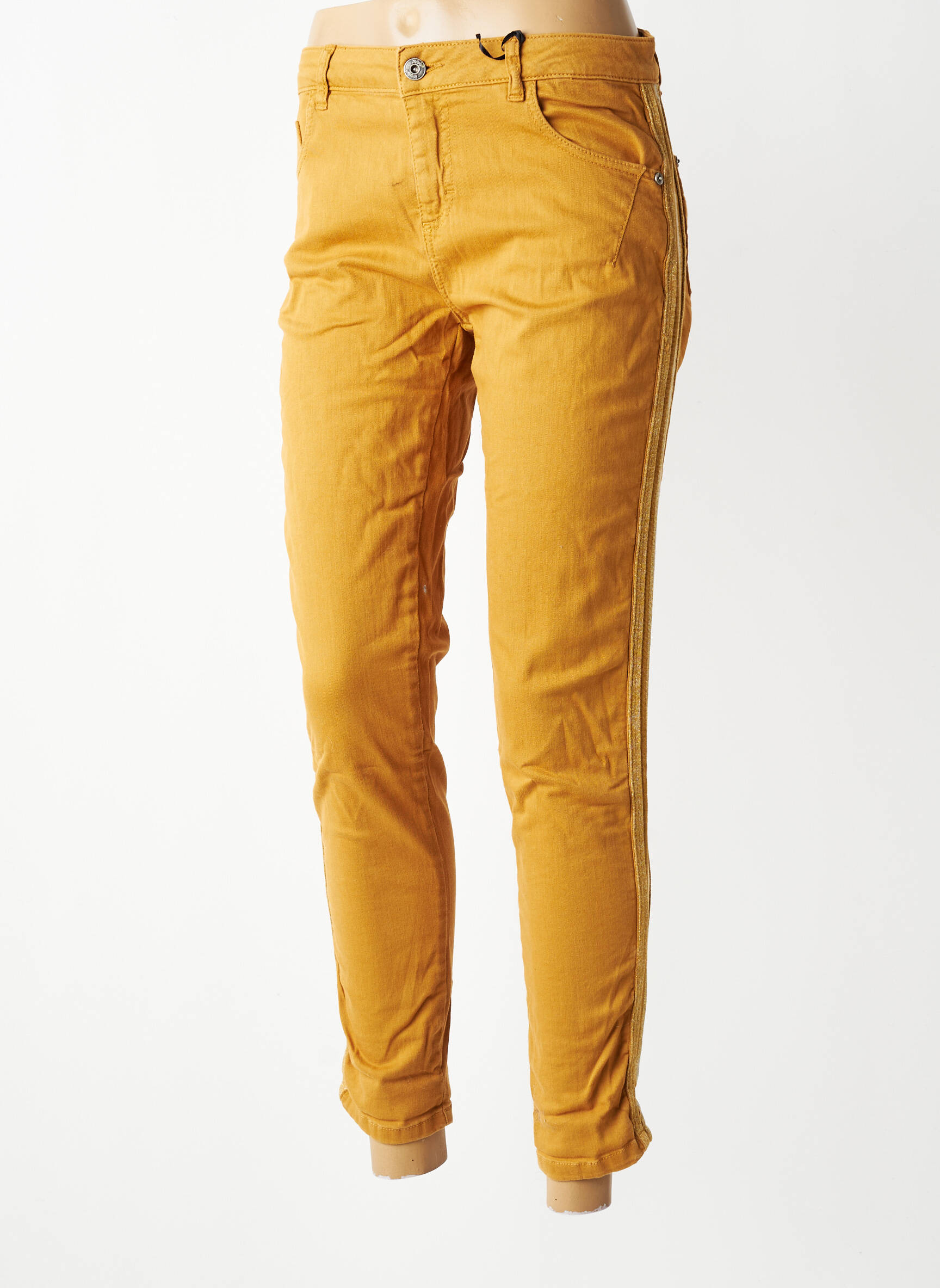 Jeans coupe slim stretch taille normale jaune MARYLEY femme