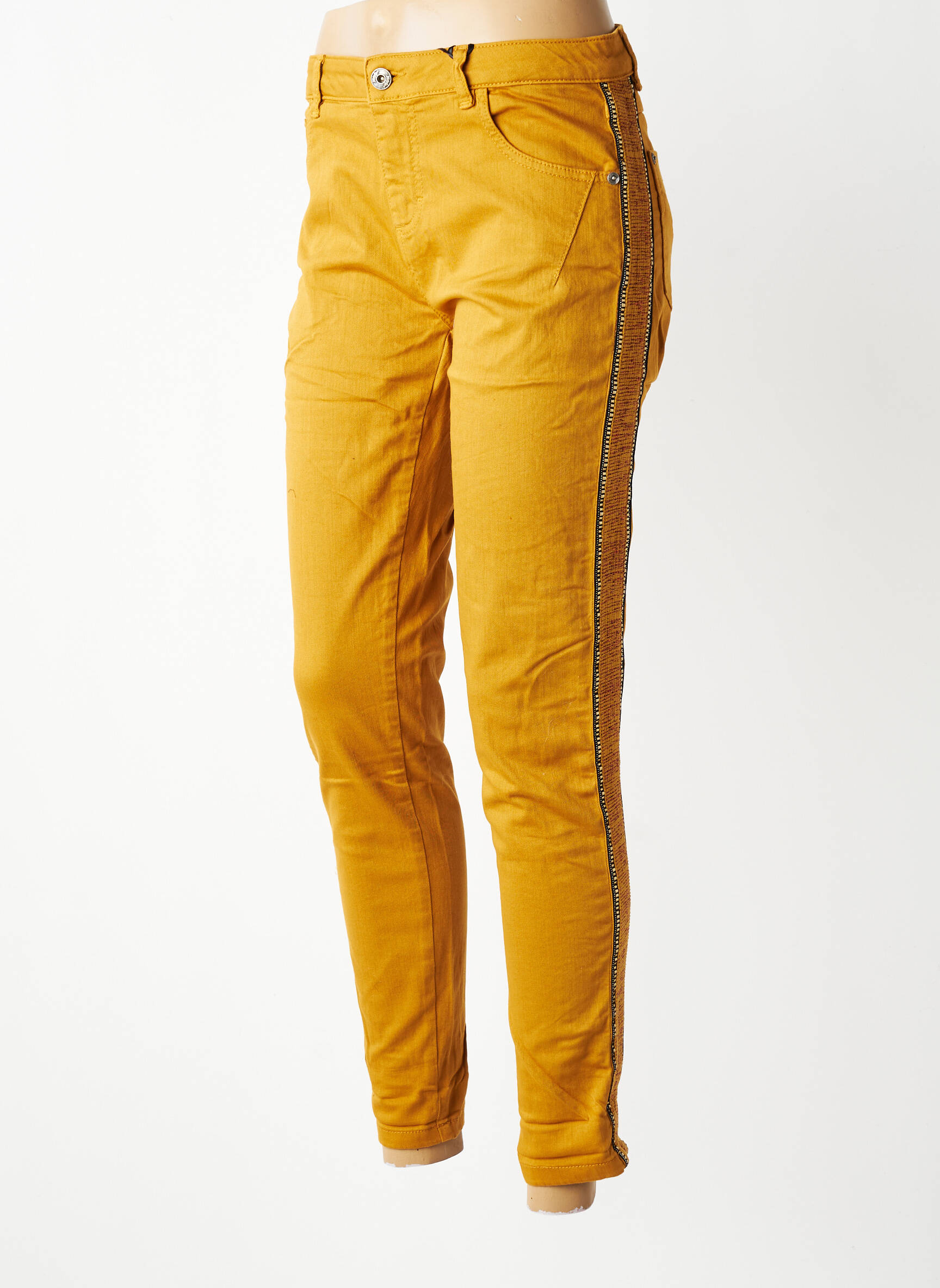 Jeans coupe slim stretch jaune MARYLEY femme