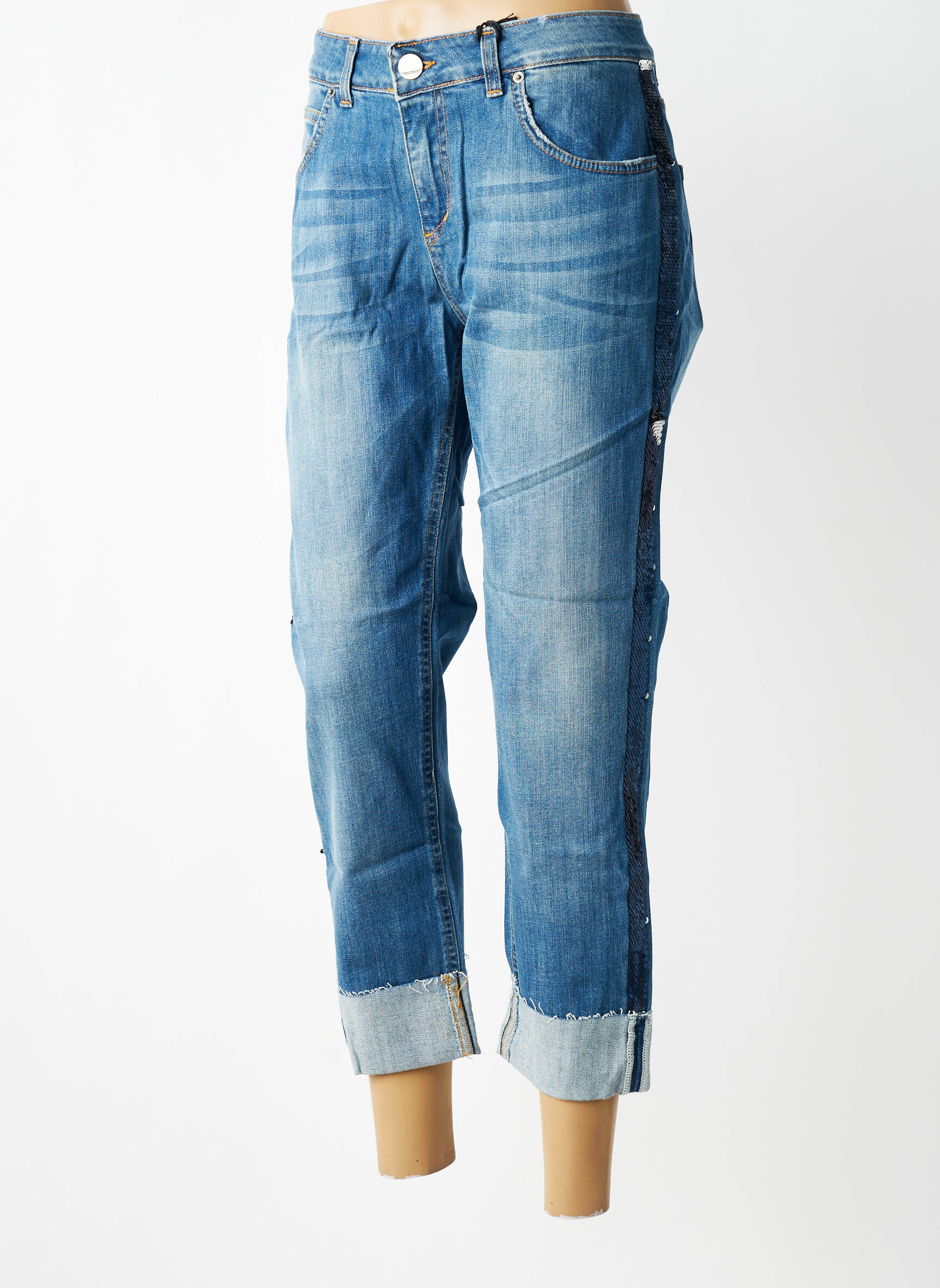 Jeans coupe slim stretch taille normale bleu ALMANEGRA femme