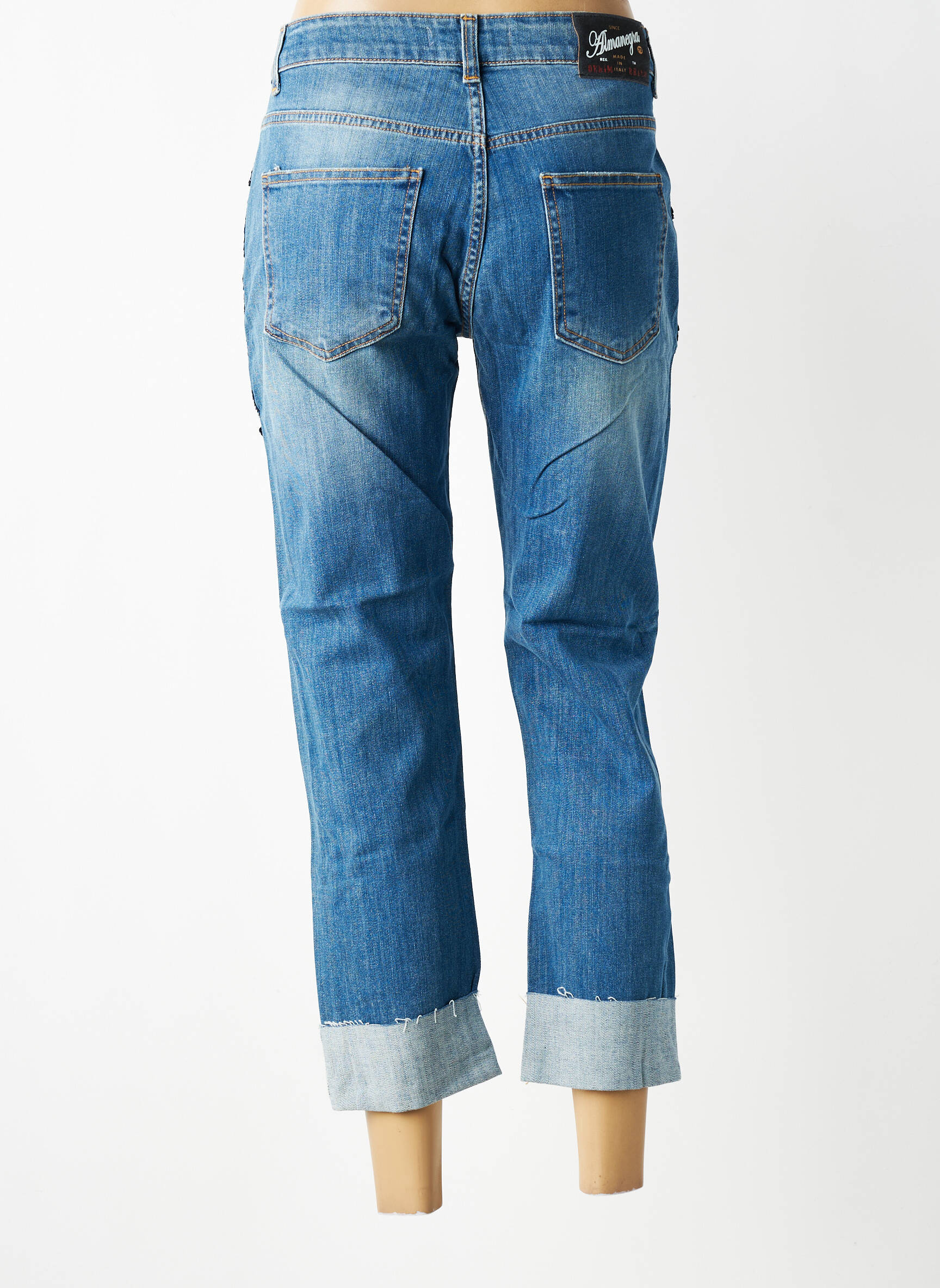 Jeans coupe slim stretch taille normale bleu ALMANEGRA femme