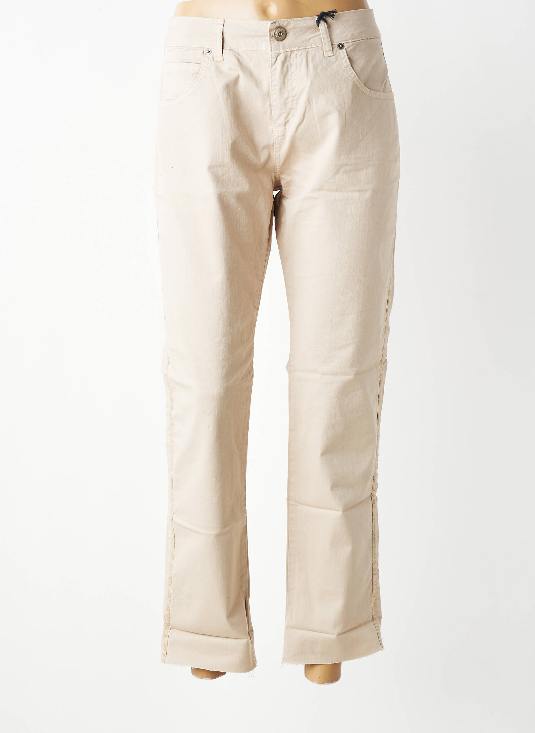 Jeans coupe droite stretch taille normale beige ALMANEGRA femme