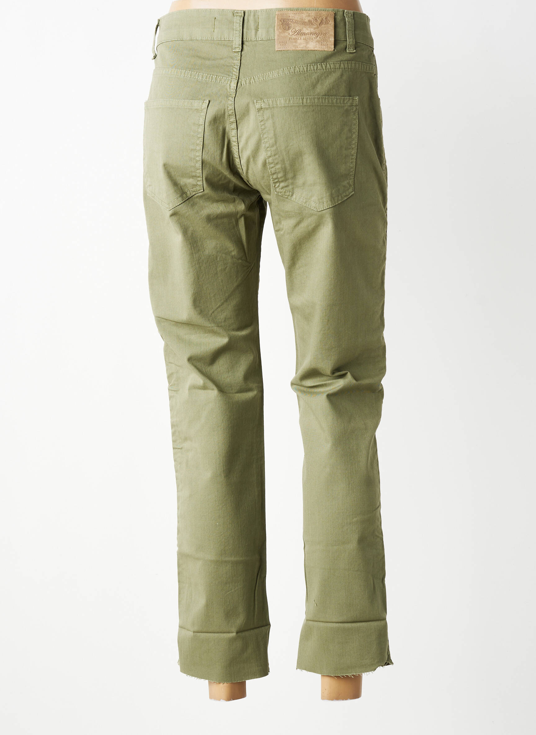 Jeans coupe droite stretch taille normale vert ALMANEGRA femme