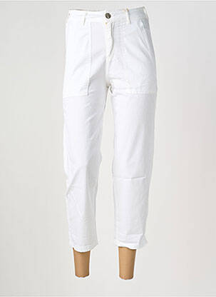 Pantalon 7/8 taille haute taille haute blanc ALMANEGRA femme