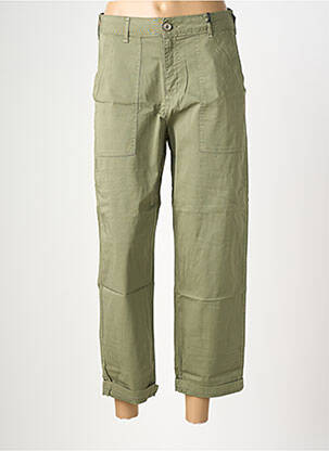 Pantalon droit stretch taille haute vert ALMANEGRA femme