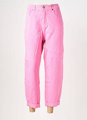 Jeans coupe large stretch taille haute rose ALMANEGRA femme