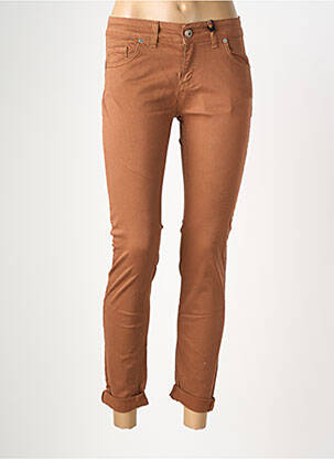 Pantalon slim taille élastique taille normale marron ALMANEGRA femme